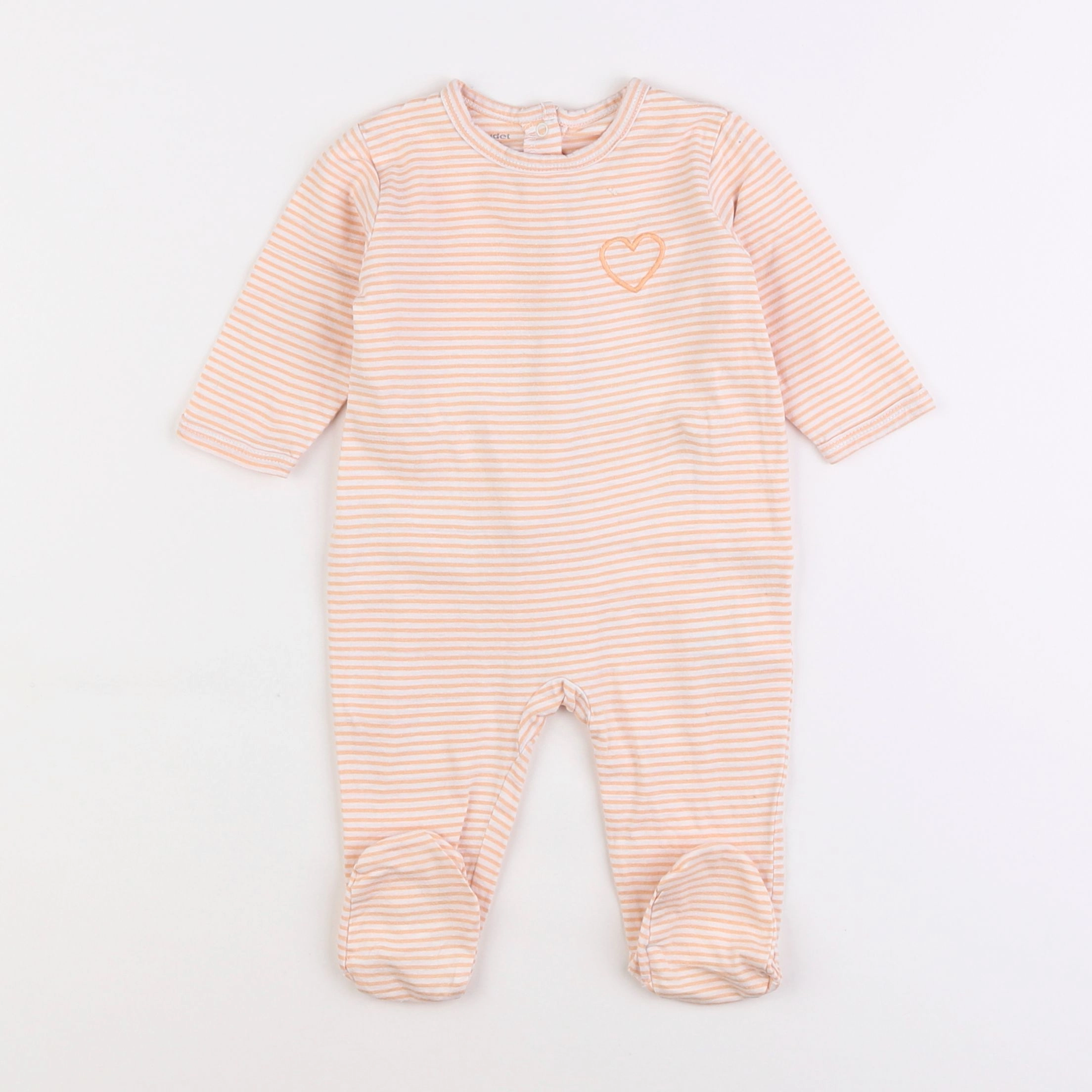 Vertbaudet - pyjama coton blanc, orange - 6 mois