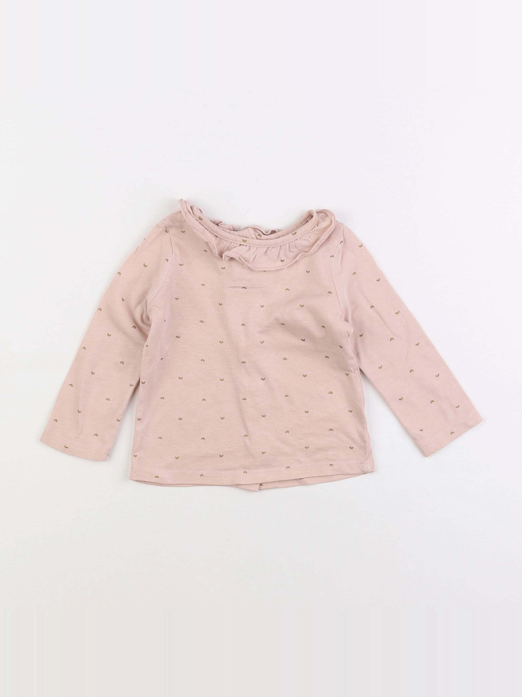Vertbaudet - tee-shirt rose, or - 9 mois