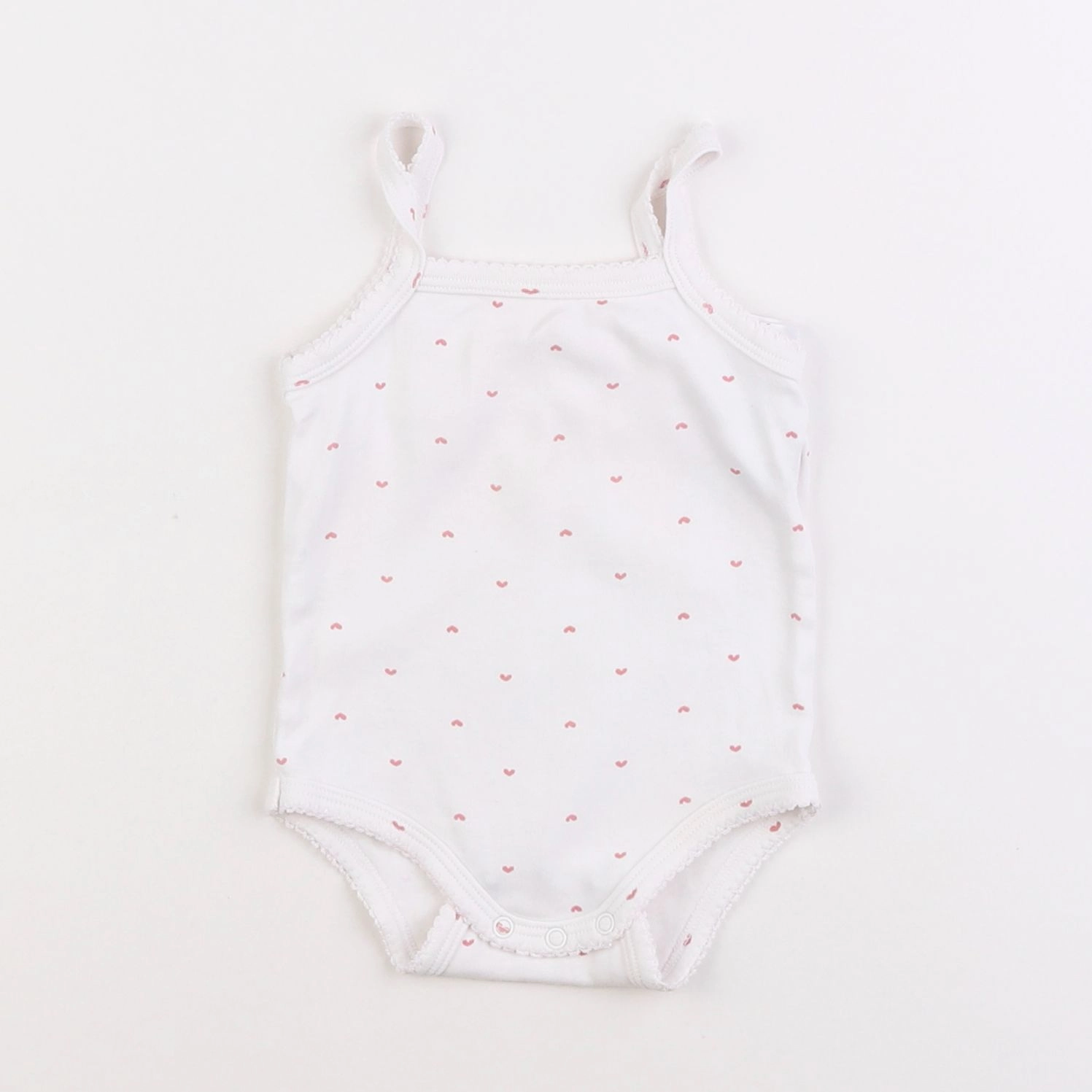 Vertbaudet - body blanc, rose - 6 mois