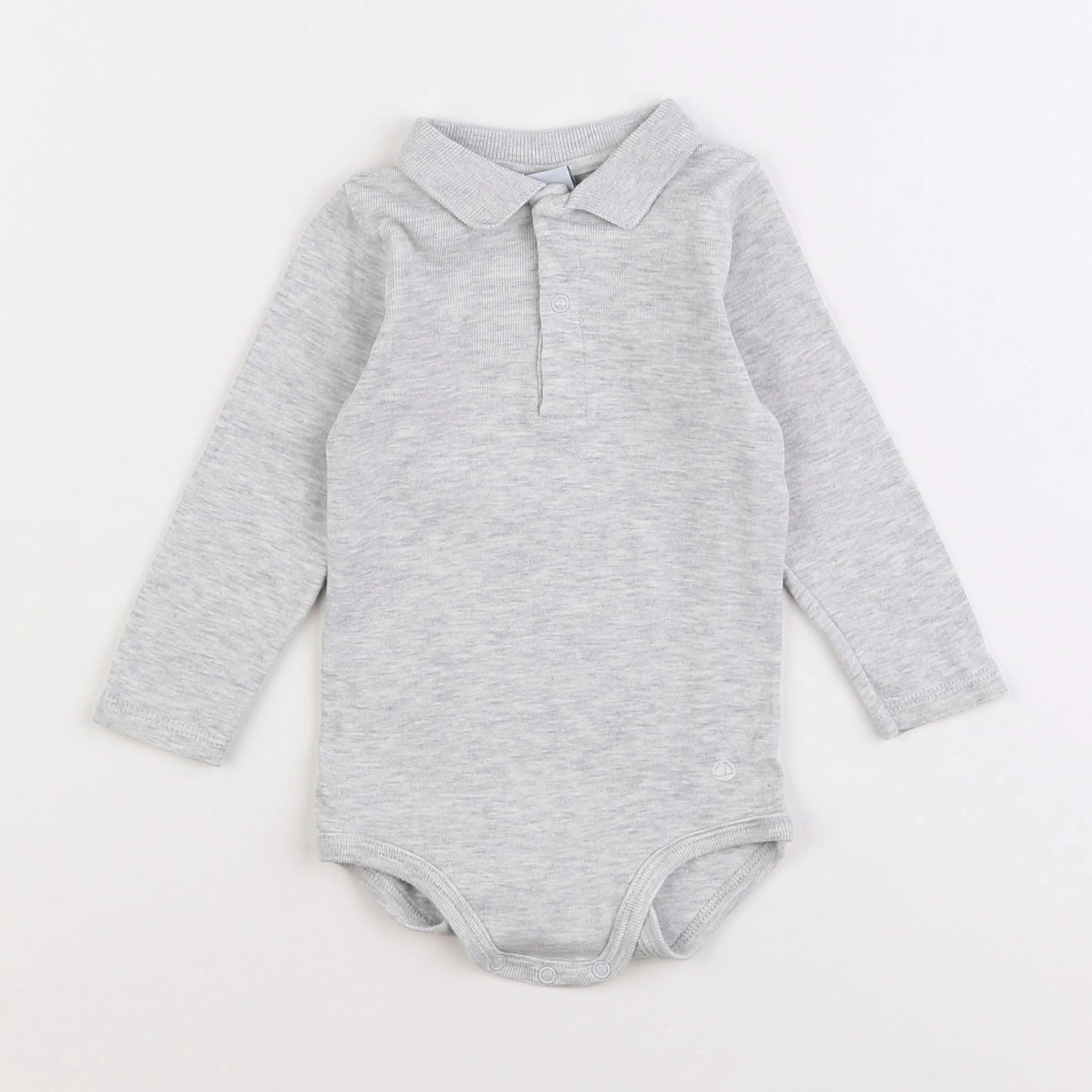 Petit Bateau - body à col gris - 12 mois