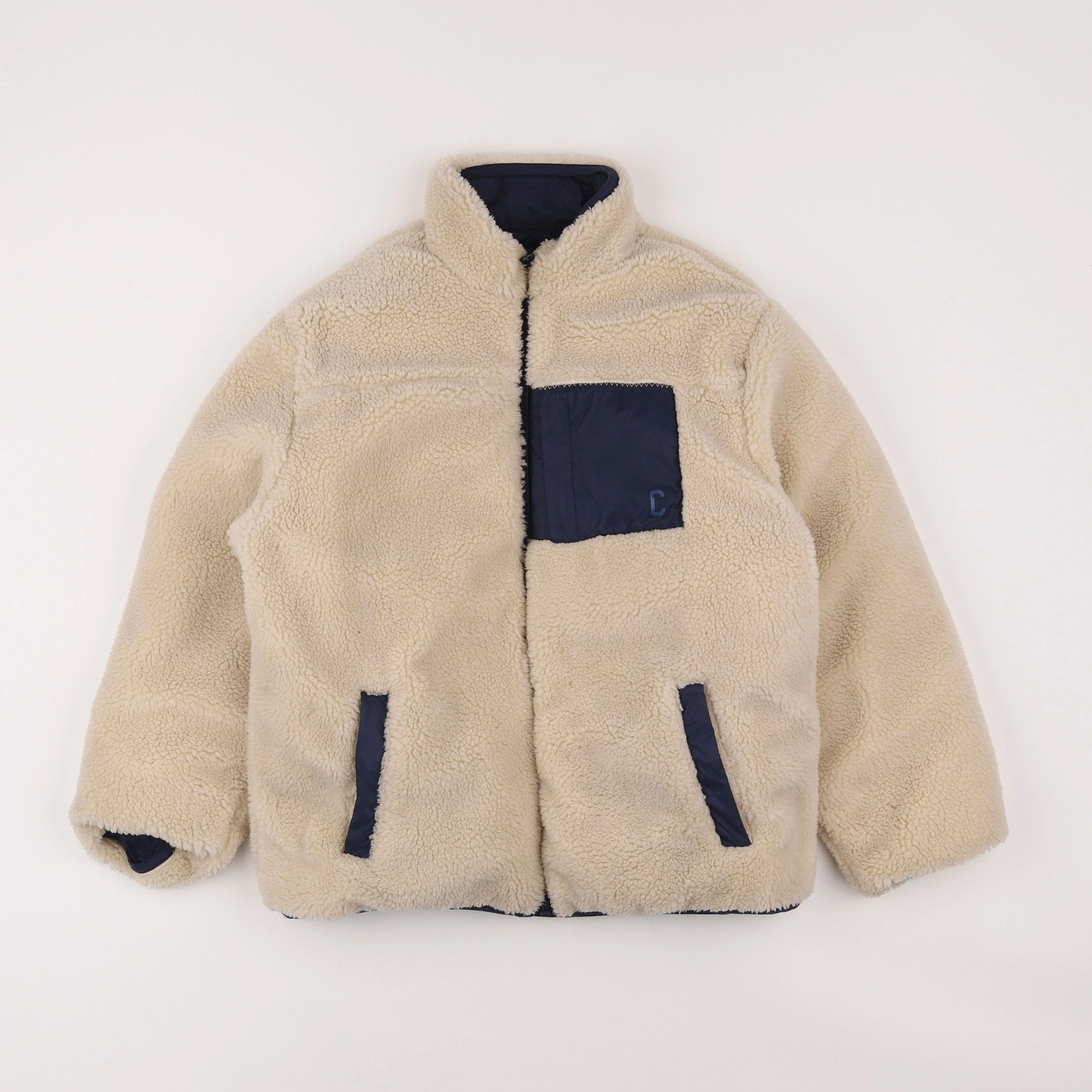 Cyrillus - veste réversible beige, bleu - 8 ans