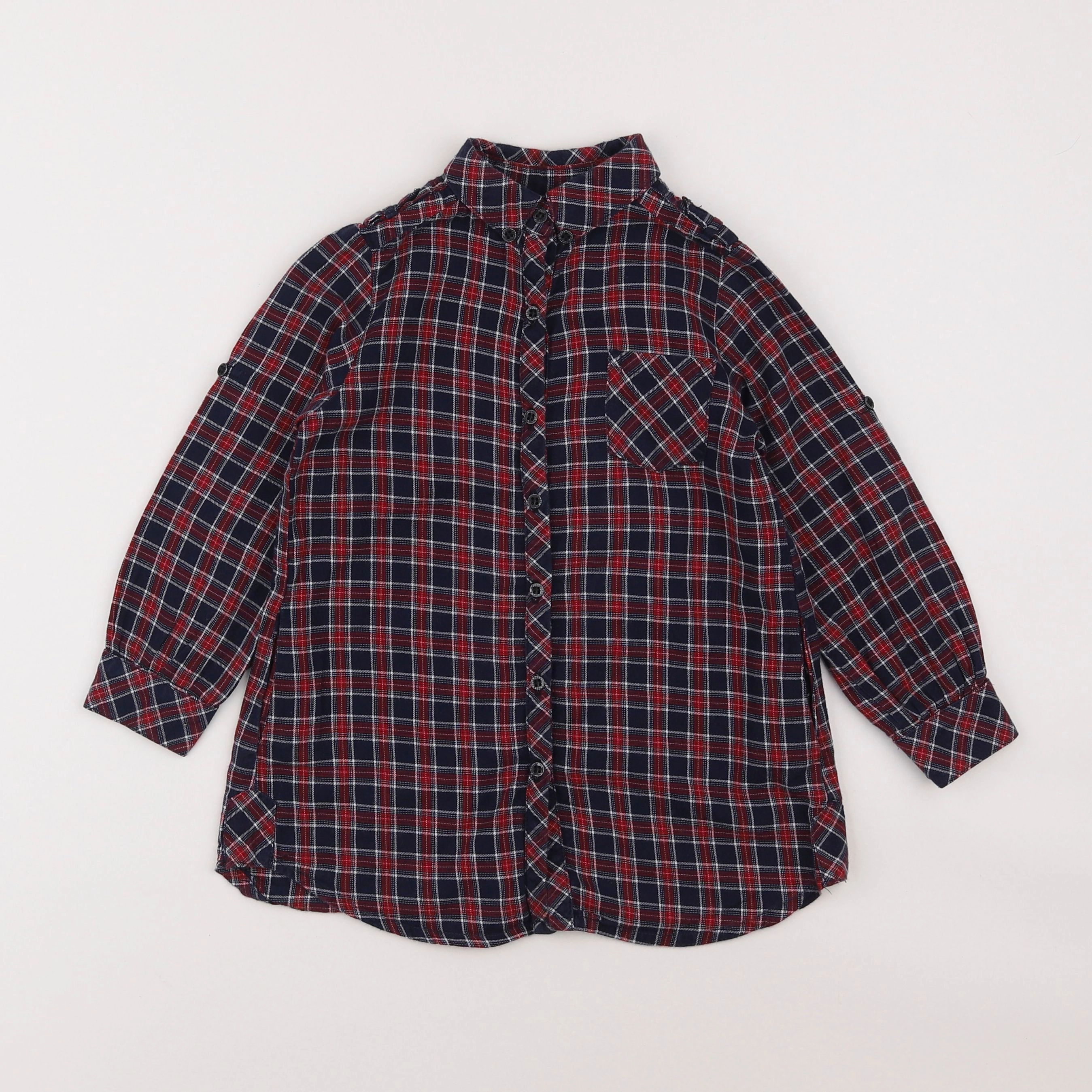 Zara - chemise bleu, rouge - 3/4 ans