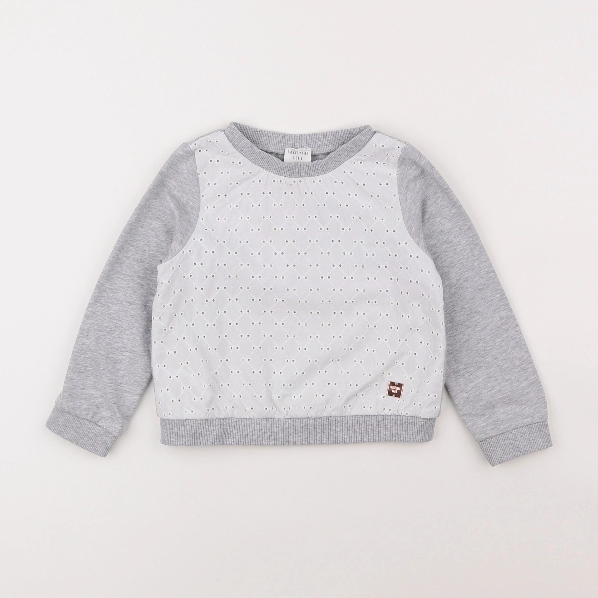 Carrément Beau - sweat blanc, gris - 3 ans