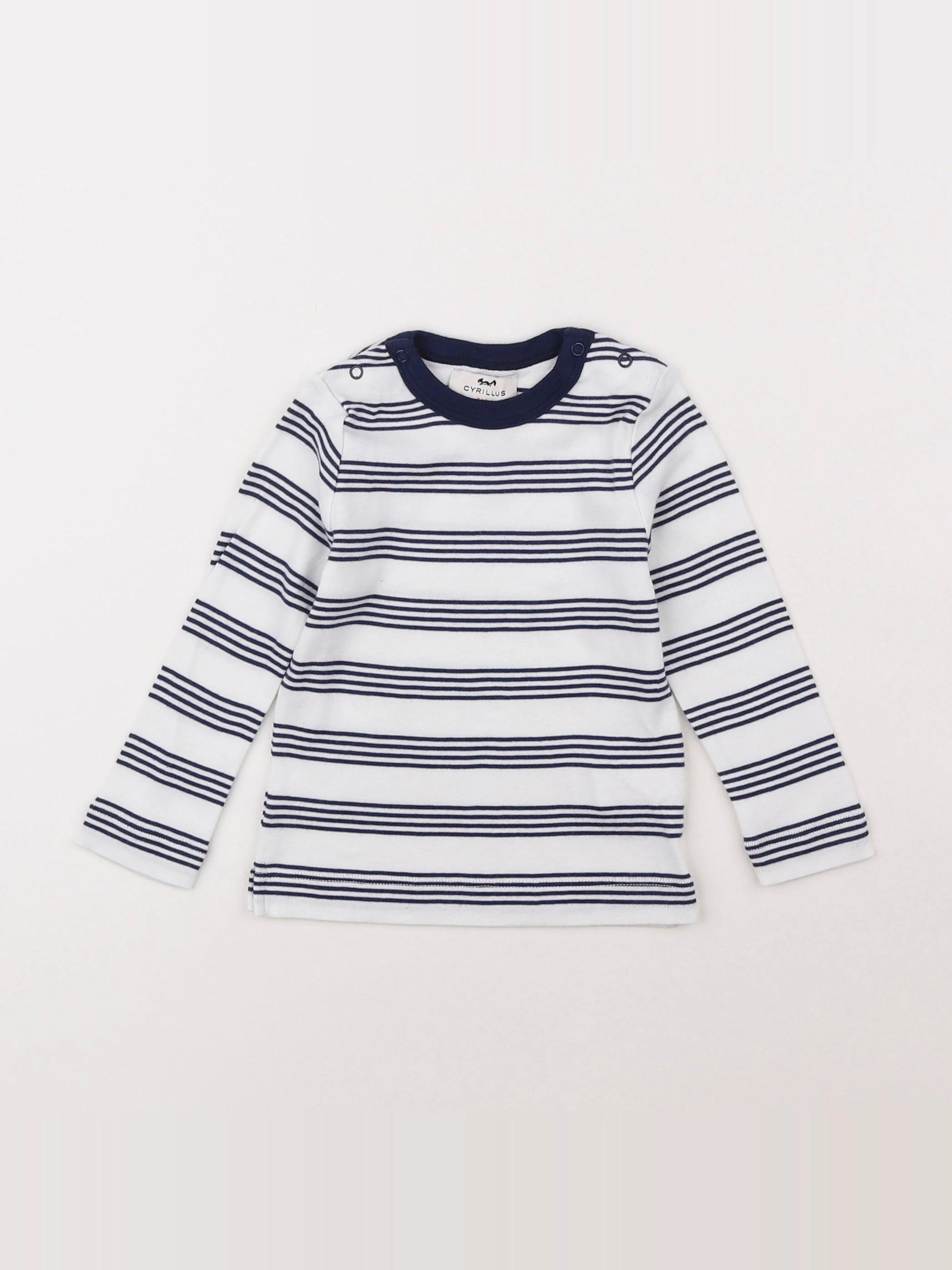 Cyrillus - tee-shirt blanc, bleu - 18 mois