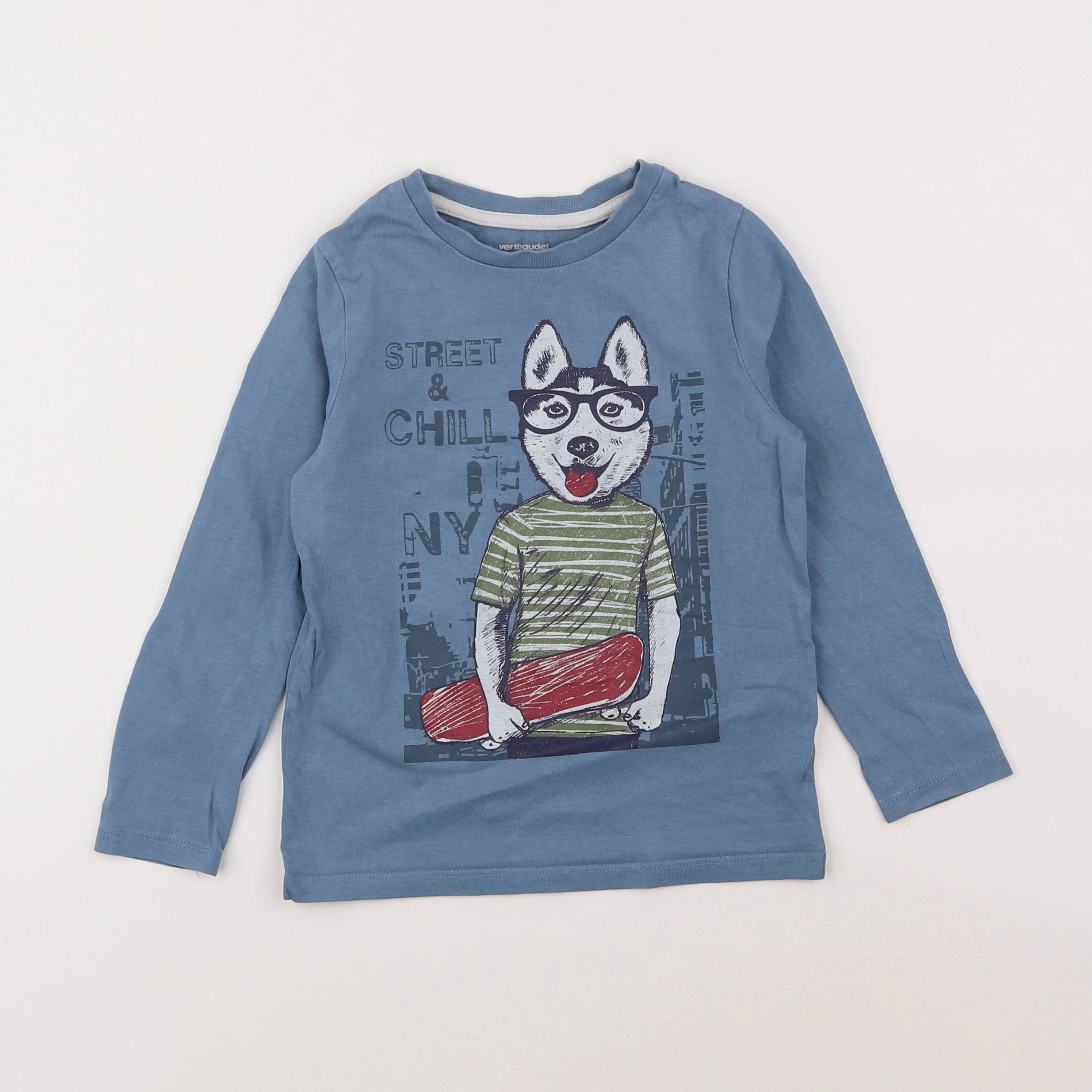 Vertbaudet - tee-shirt bleu - 5 ans