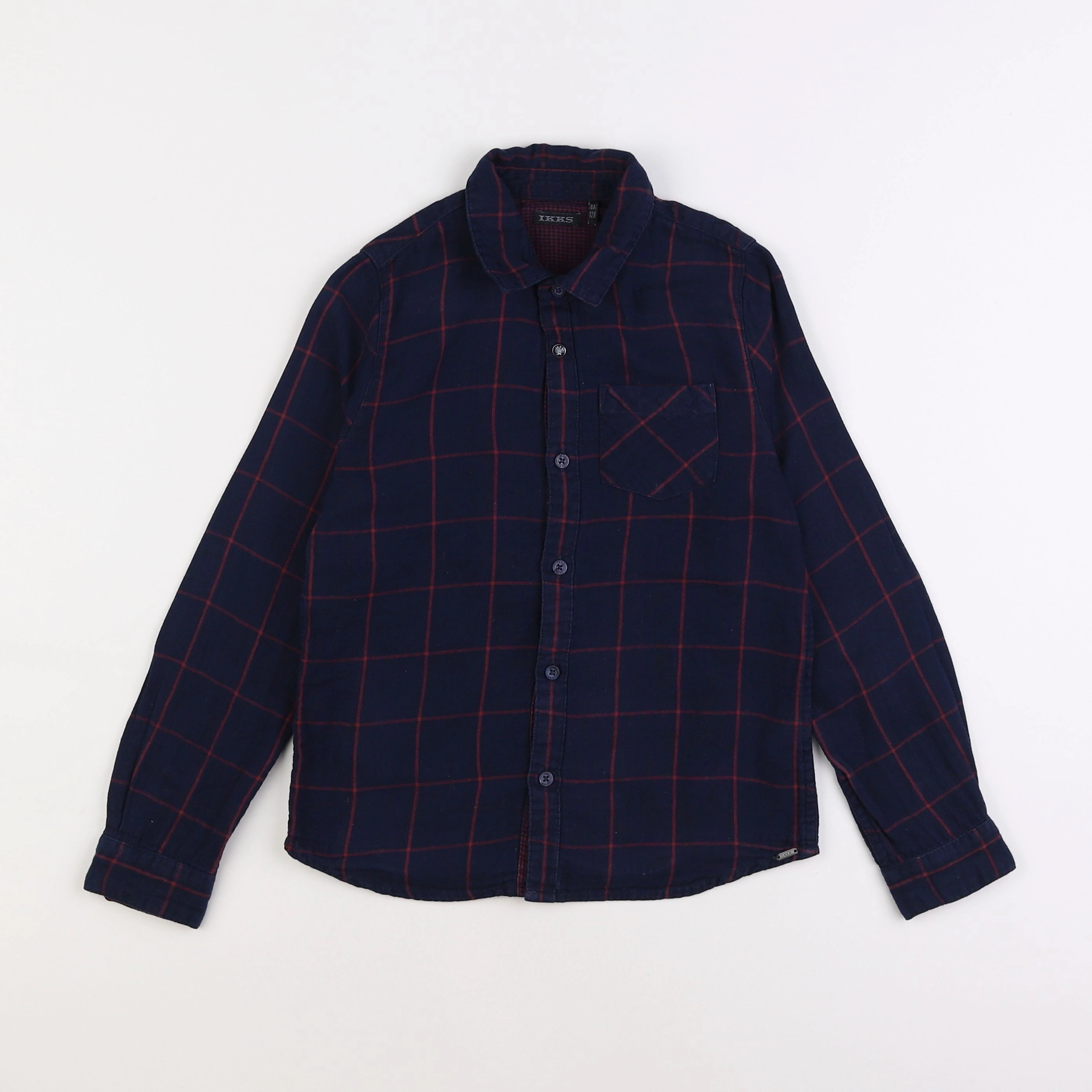IKKS - chemise bleu, rouge - 8 ans