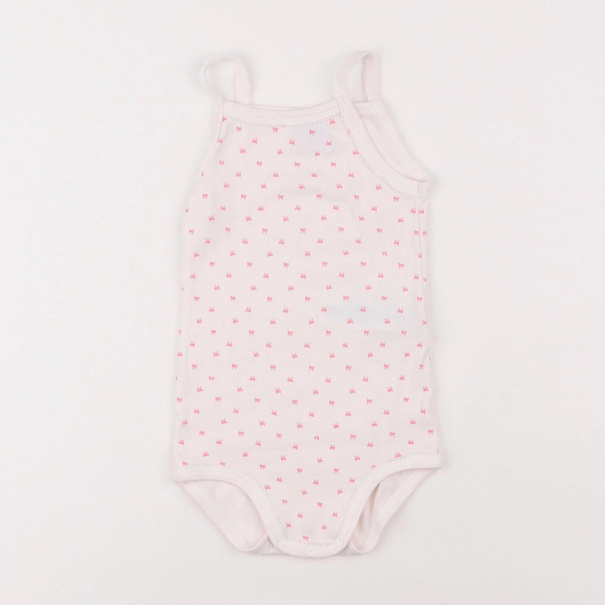 Petit Bateau - body blanc, rose - 2 ans