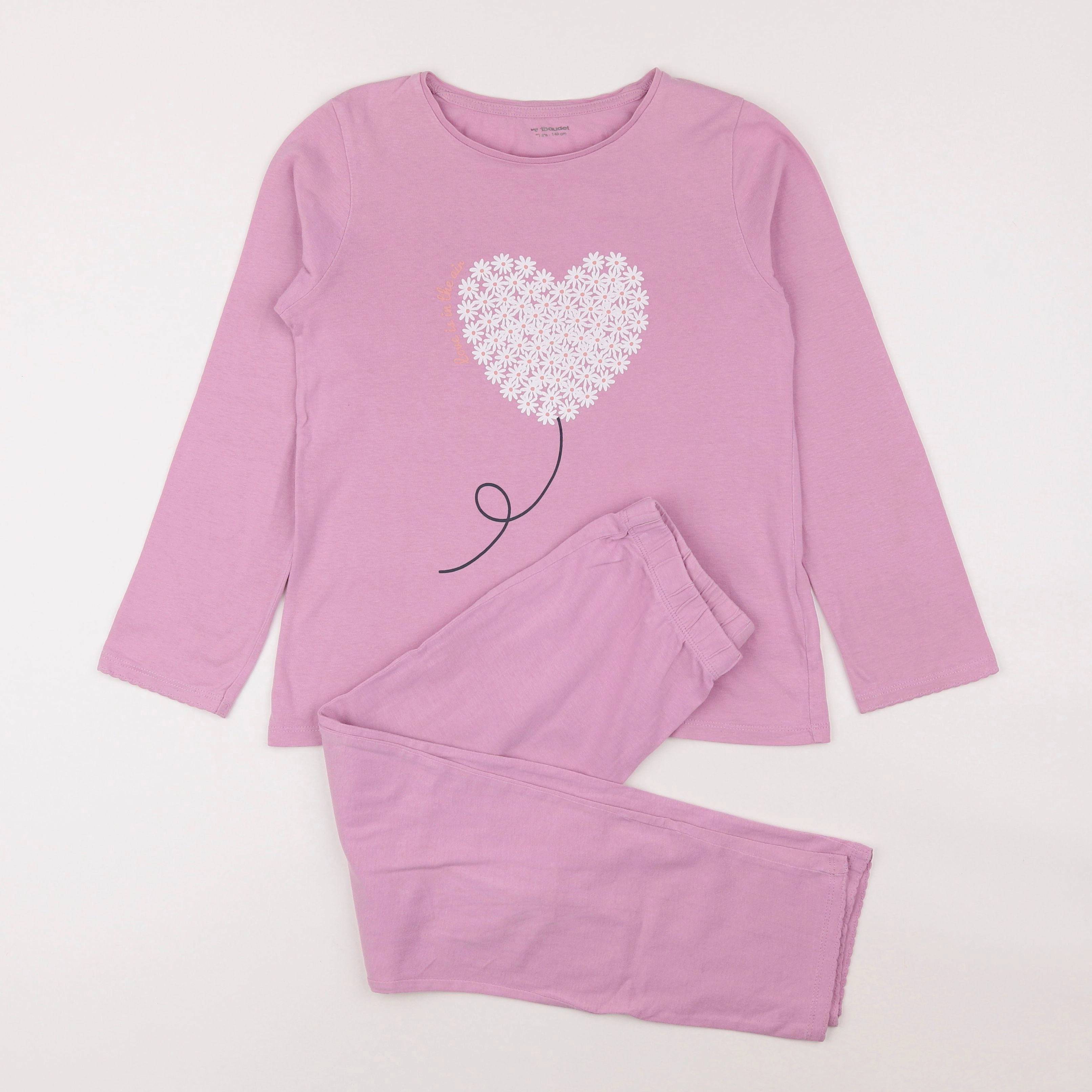 Vertbaudet - pyjama coton rose - 10 ans