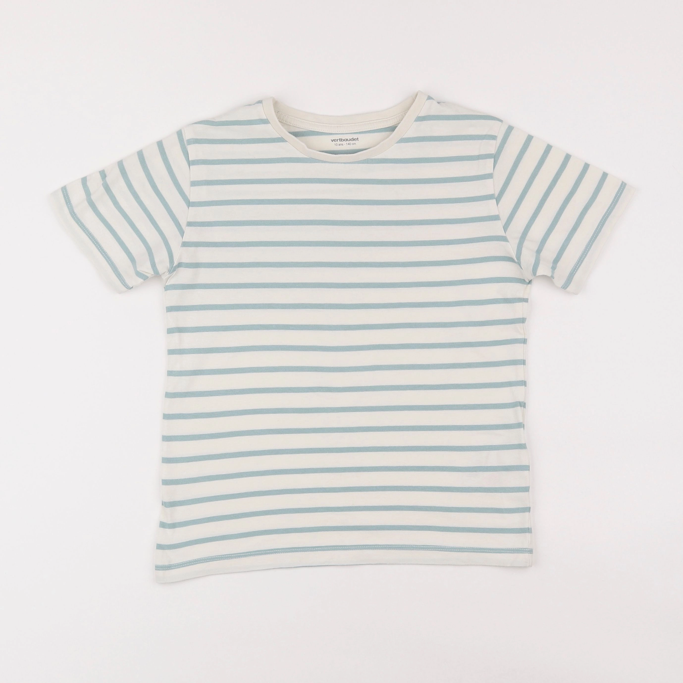 Vertbaudet - tee-shirt beige, bleu - 10 ans