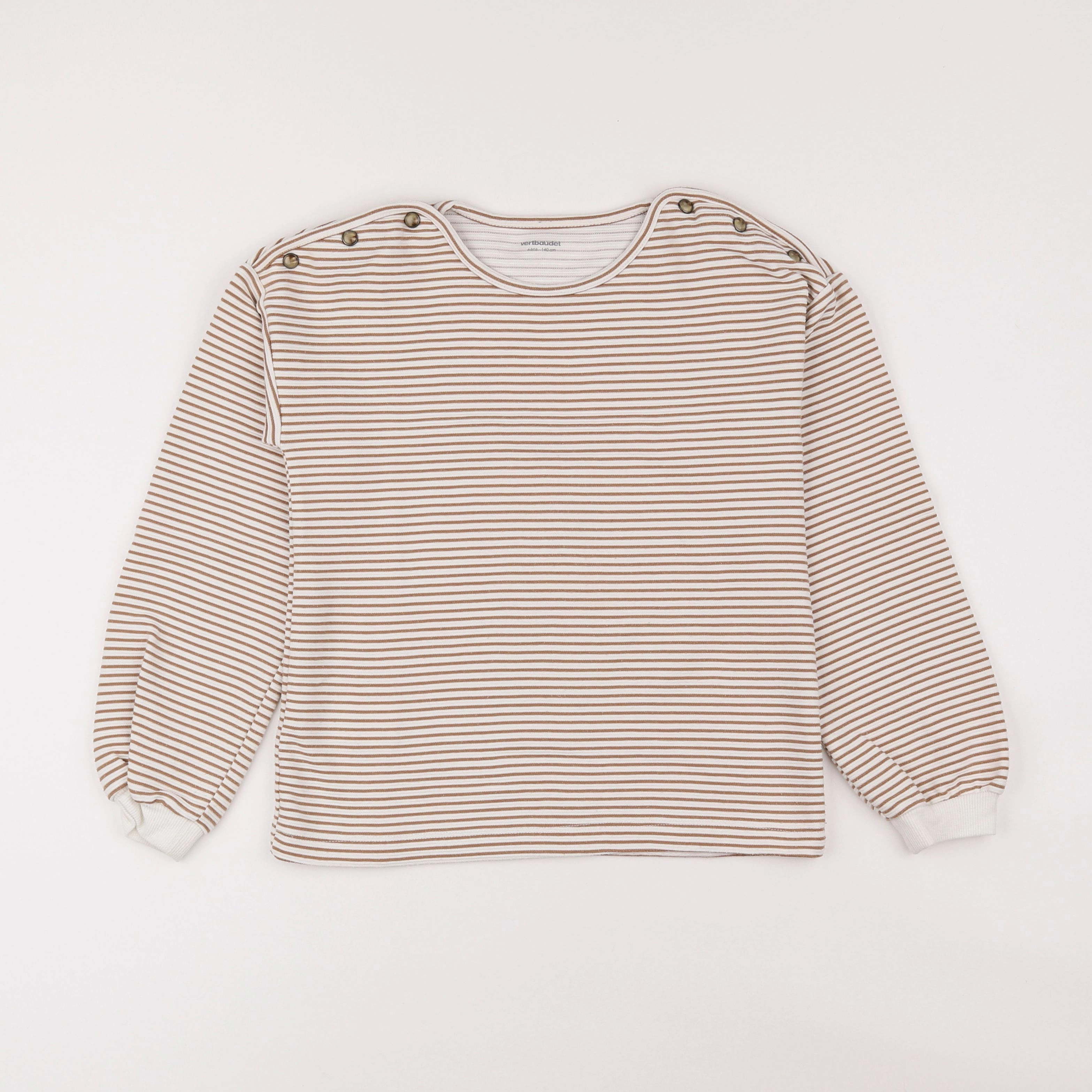 Vertbaudet - sweat beige, marron - 10 ans