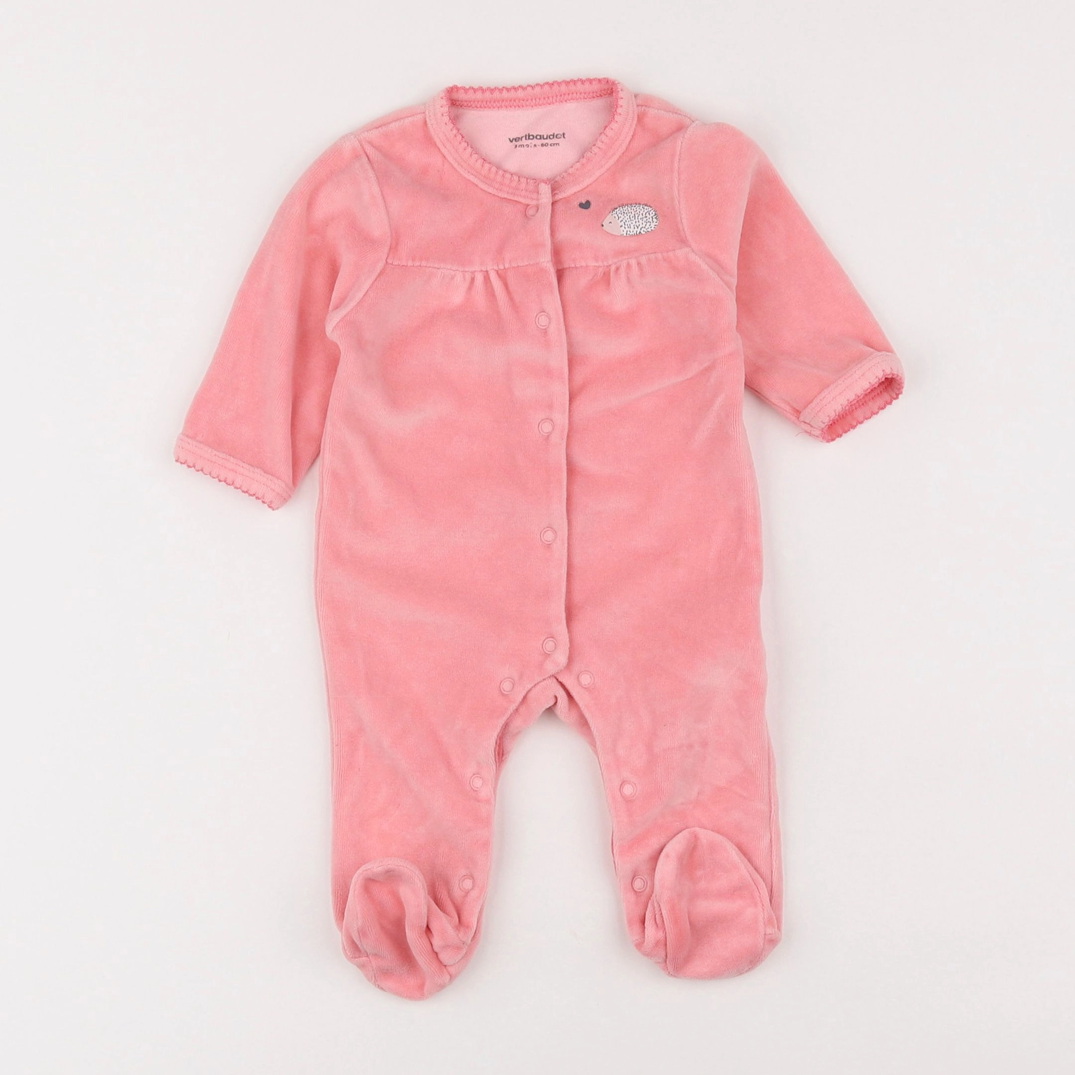 Vertbaudet - pyjama velours rose - 3 mois