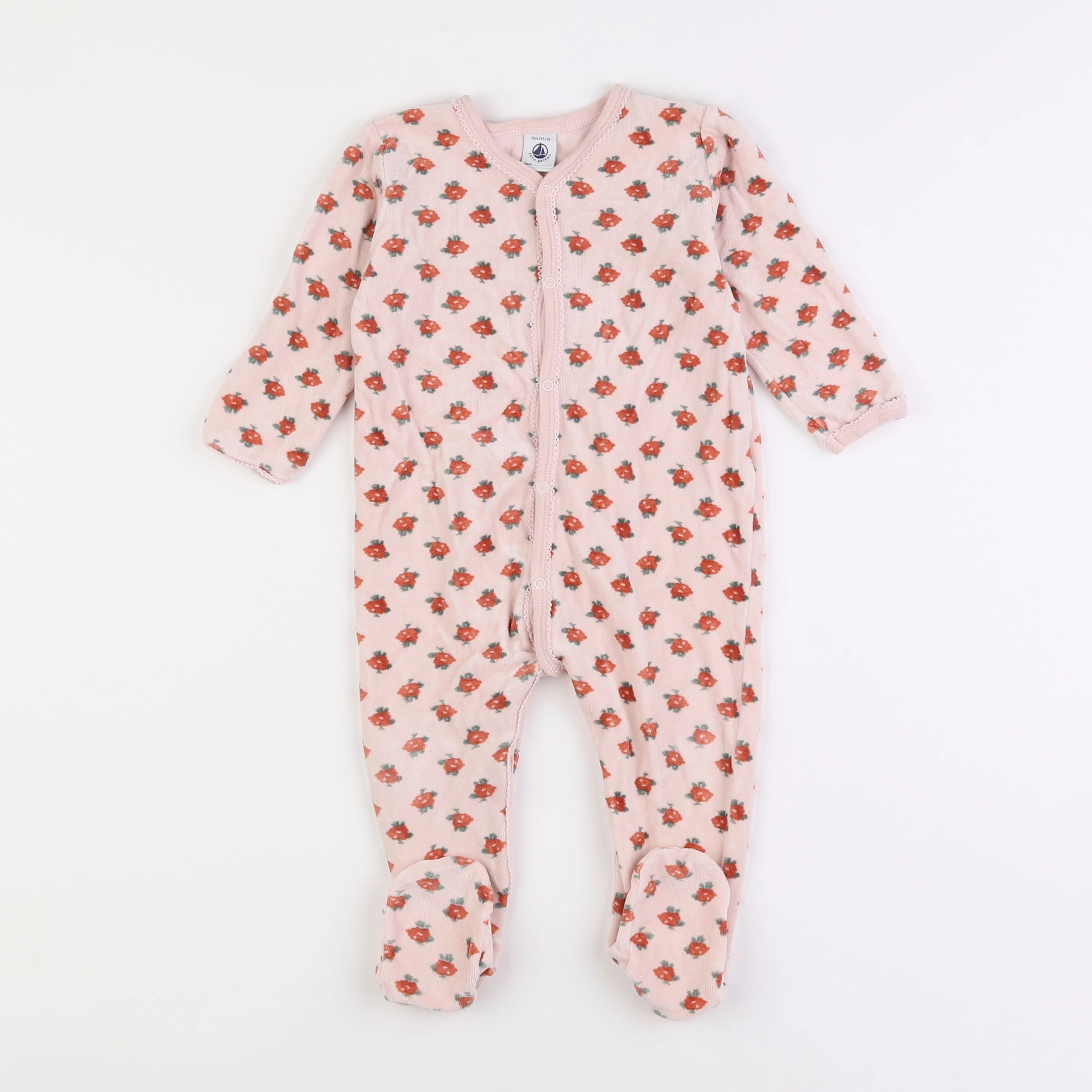 Petit Bateau - pyjama velours rose - 18 mois