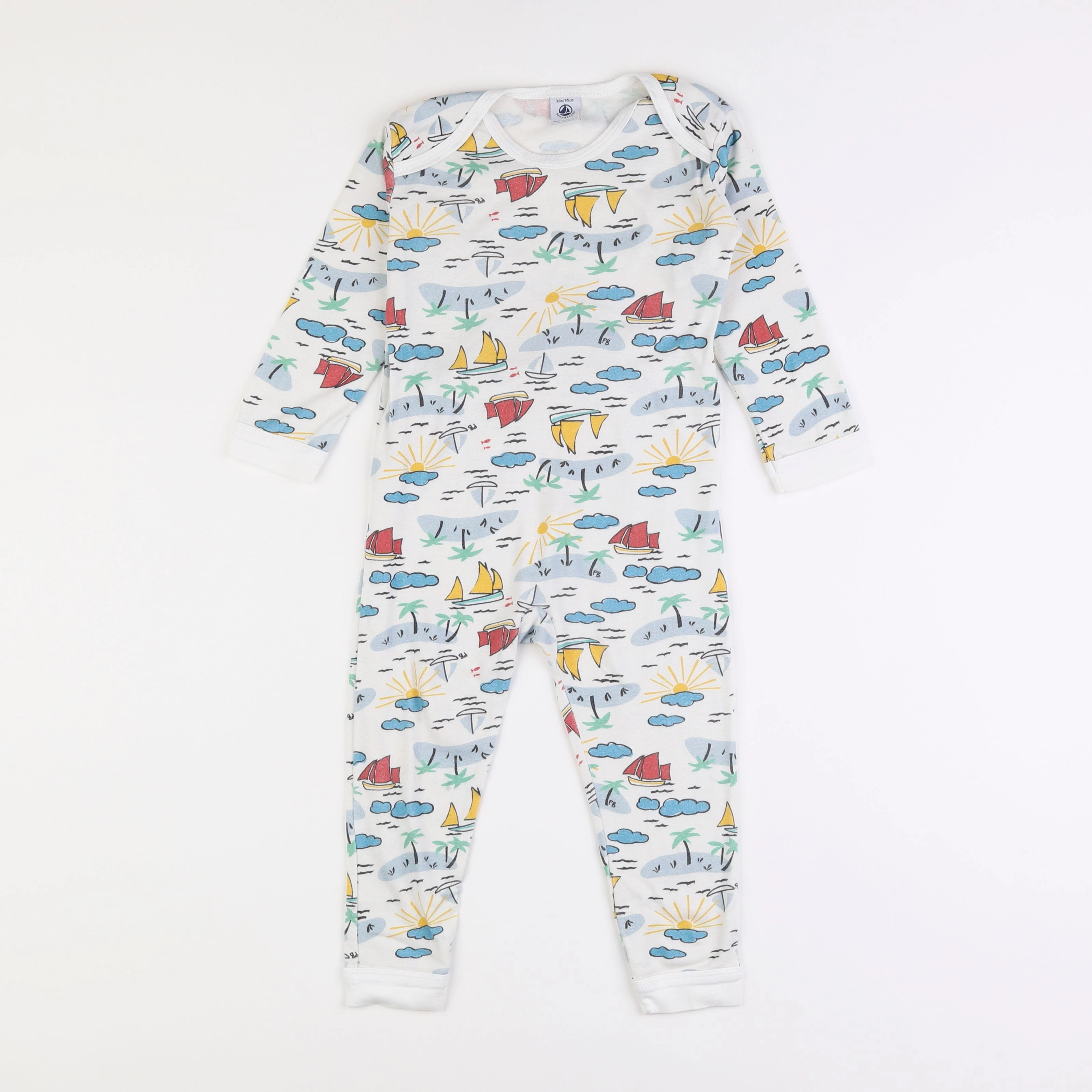 Petit Bateau - pyjama coton blanc - 3 ans