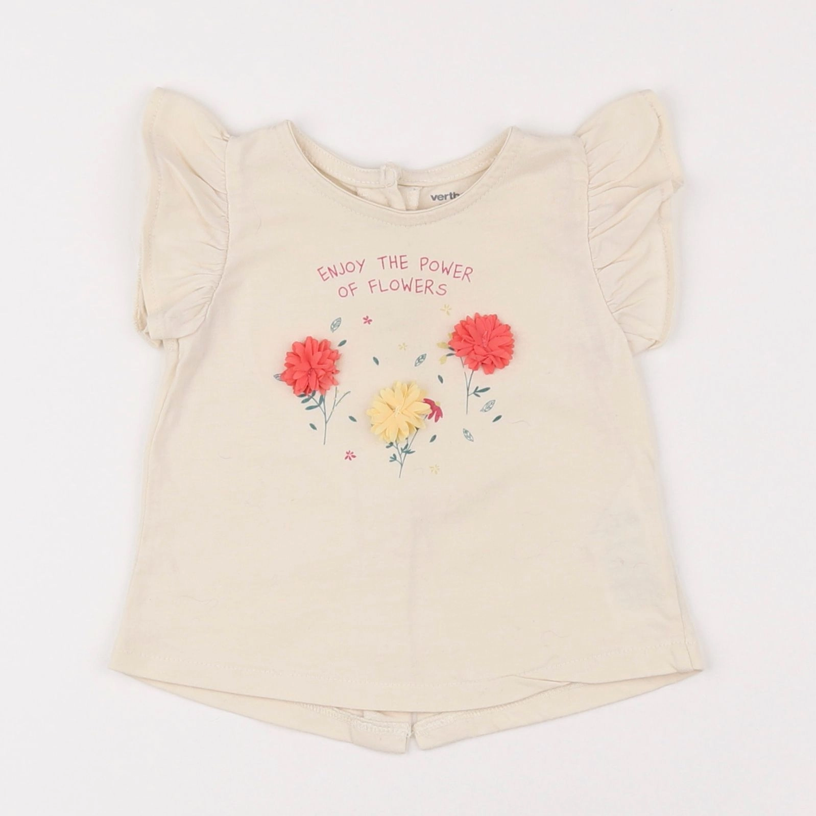 Vertbaudet - tee-shirt beige - 6 mois
