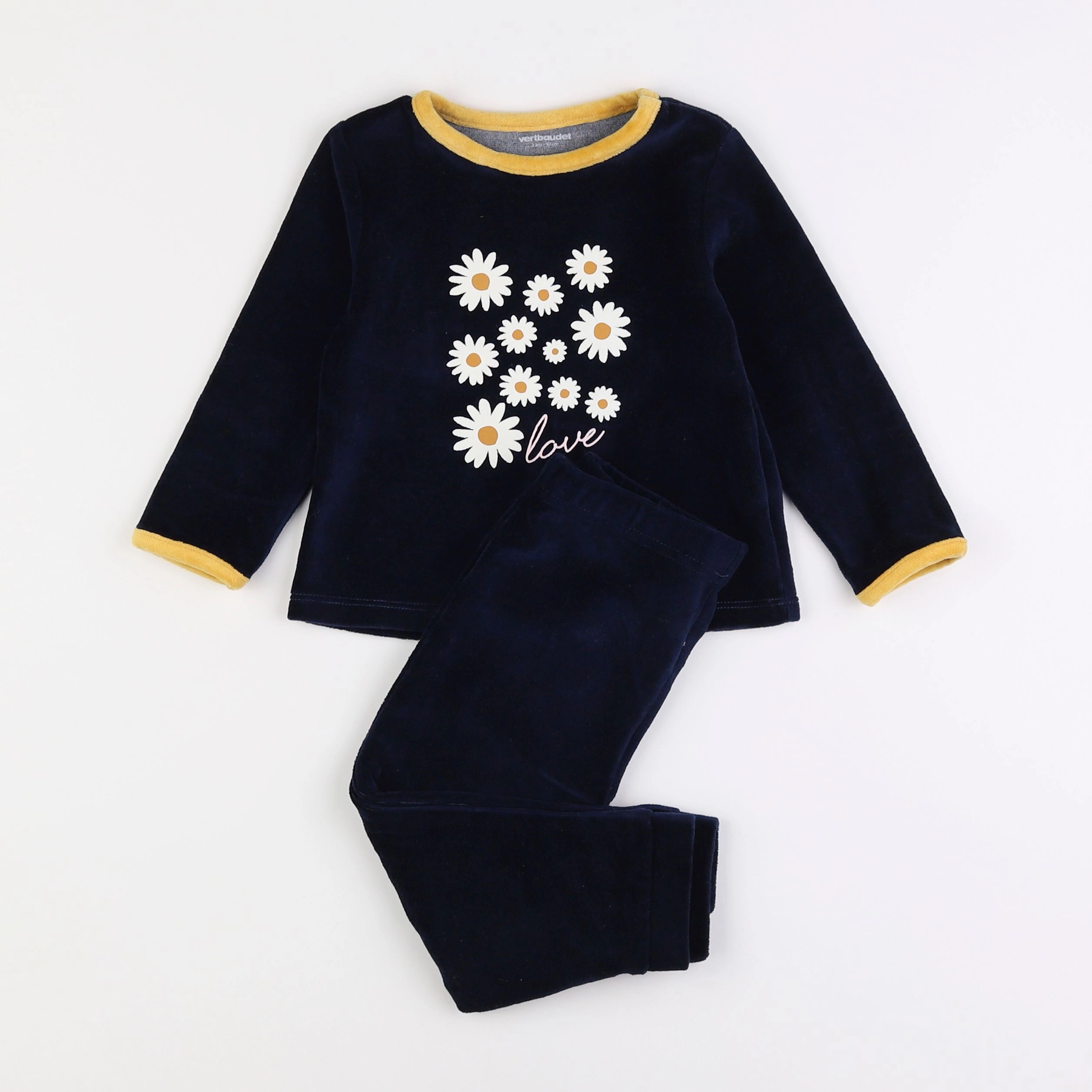 Vertbaudet - pyjama velours bleu - 3 ans