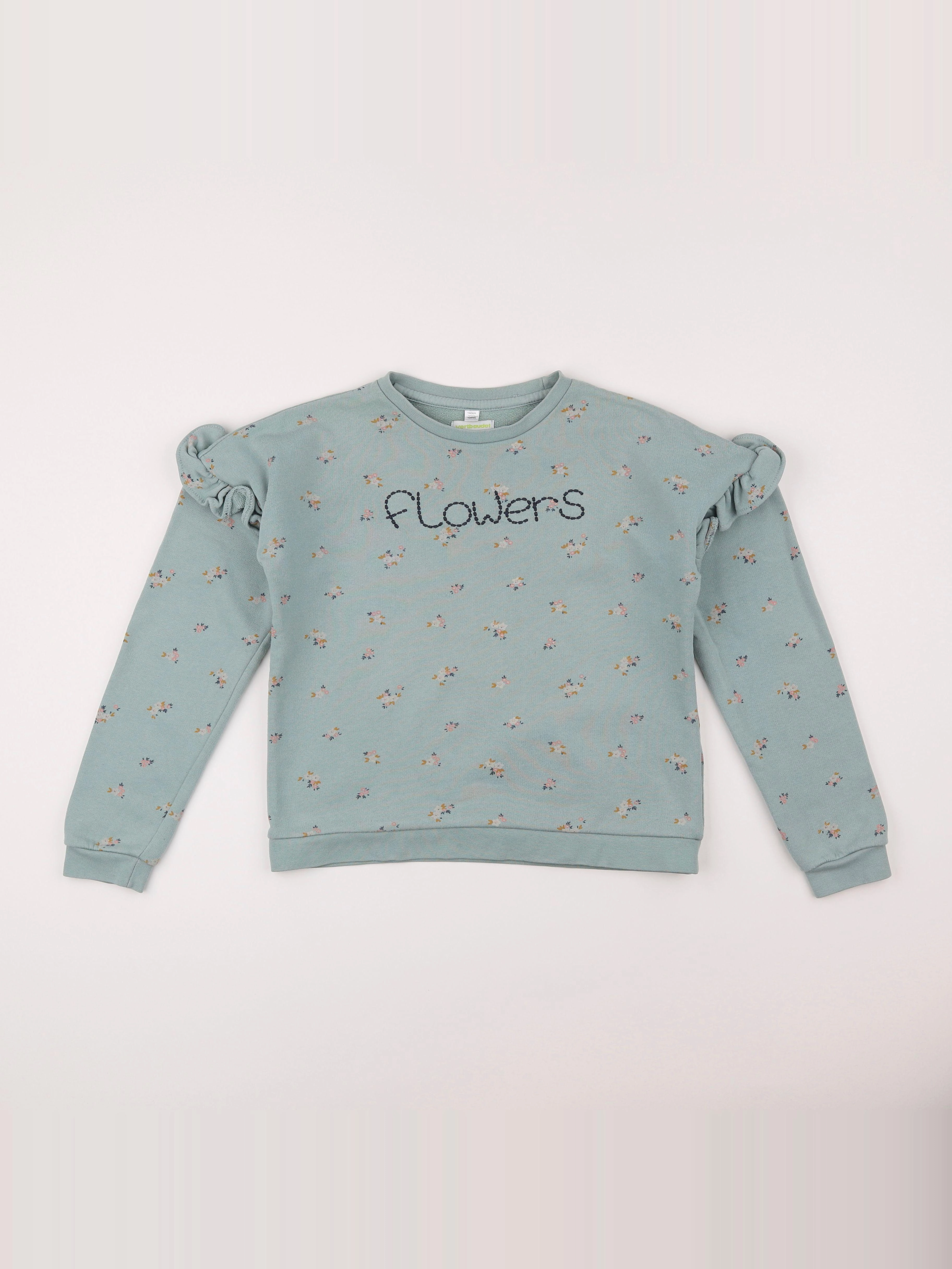 Vertbaudet - sweat vert - 10 ans