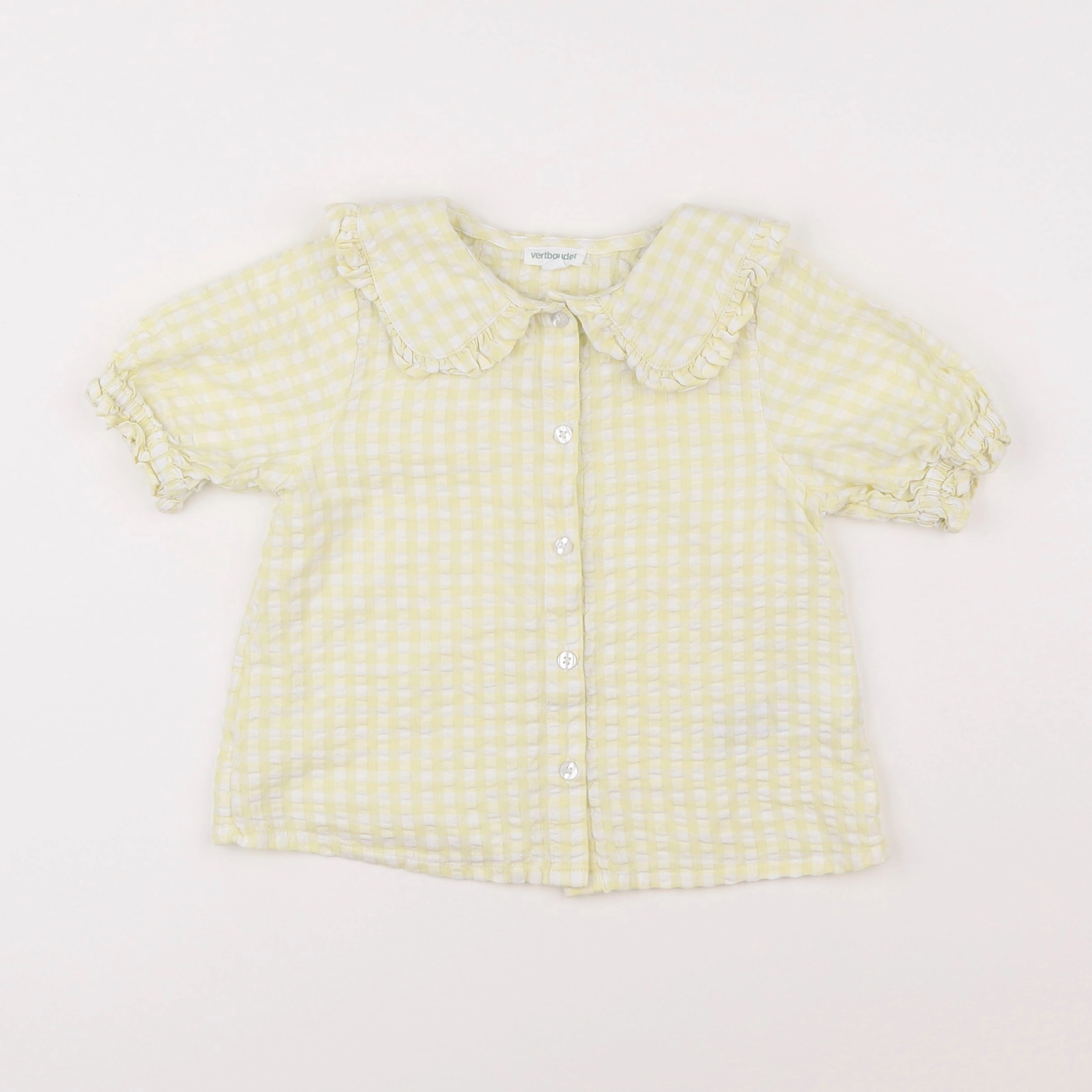 Vertbaudet - chemise jaune, blanc - 5 ans