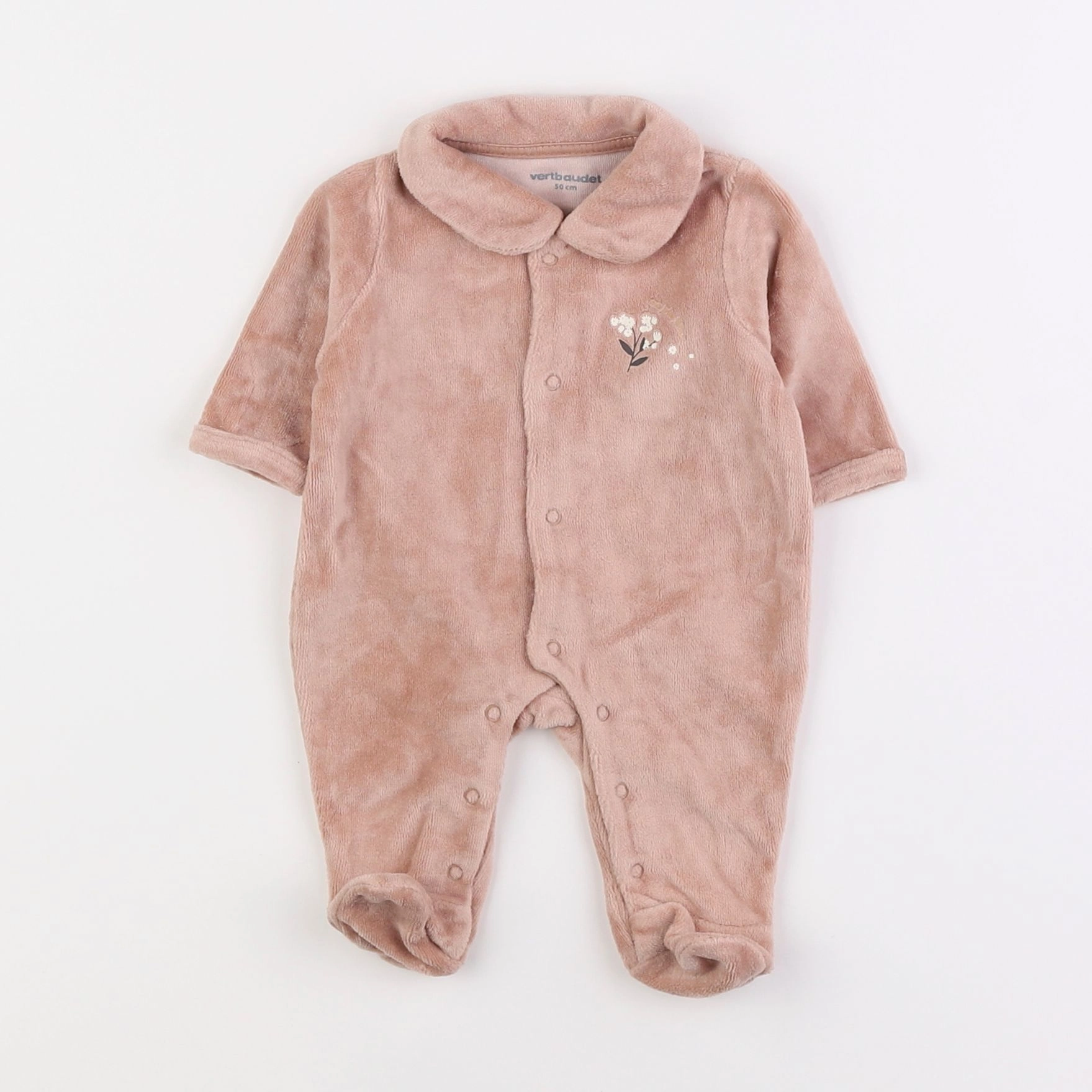 Vertbaudet - pyjama velours beige - 0 mois