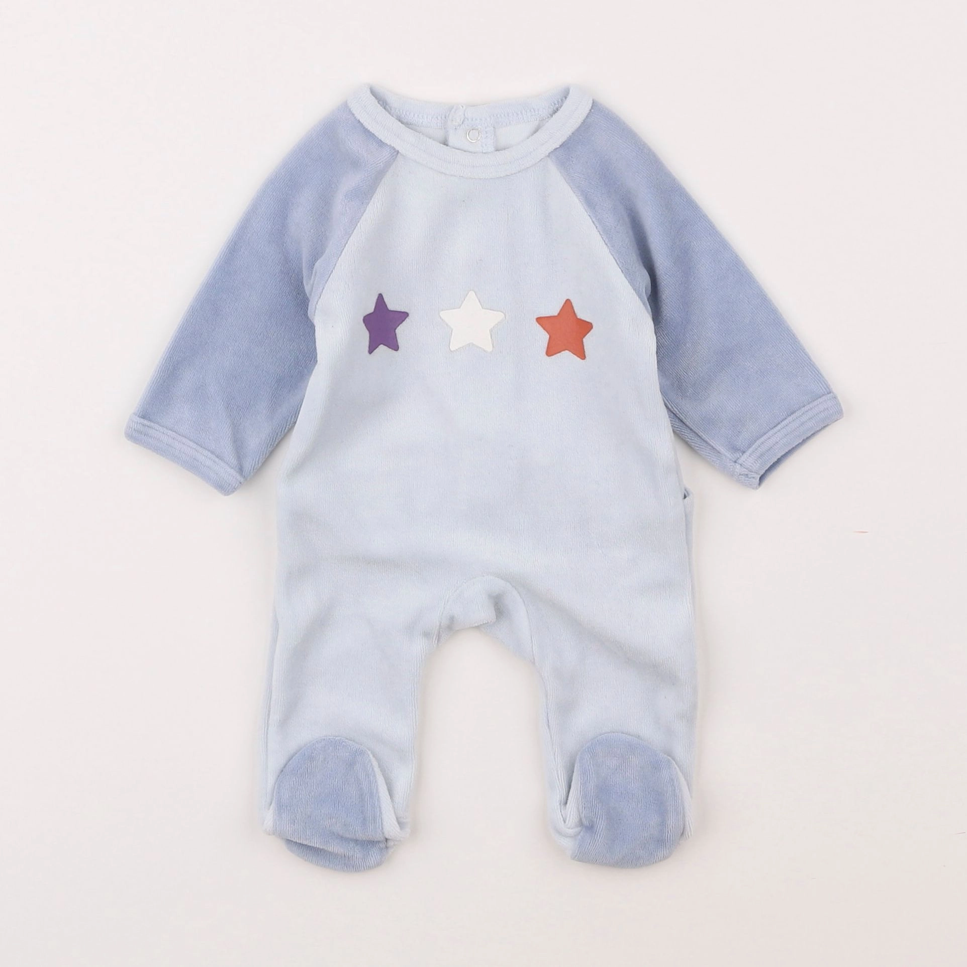 Vertbaudet - pyjama velours bleu - 0 mois