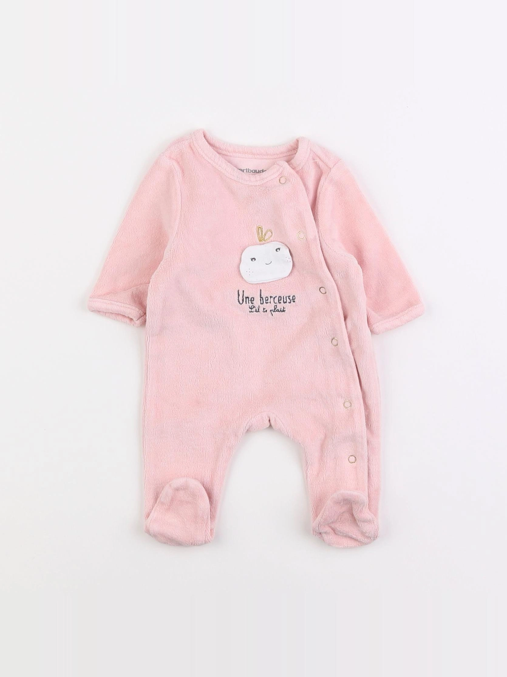 Vertbaudet - pyjama velours rose - 0 mois
