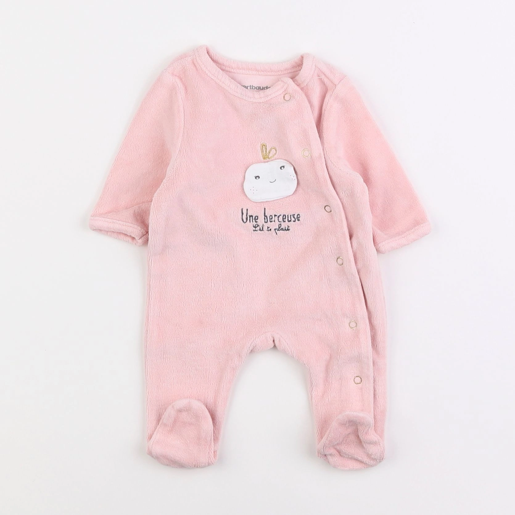 Vertbaudet - pyjama velours rose - 0 mois