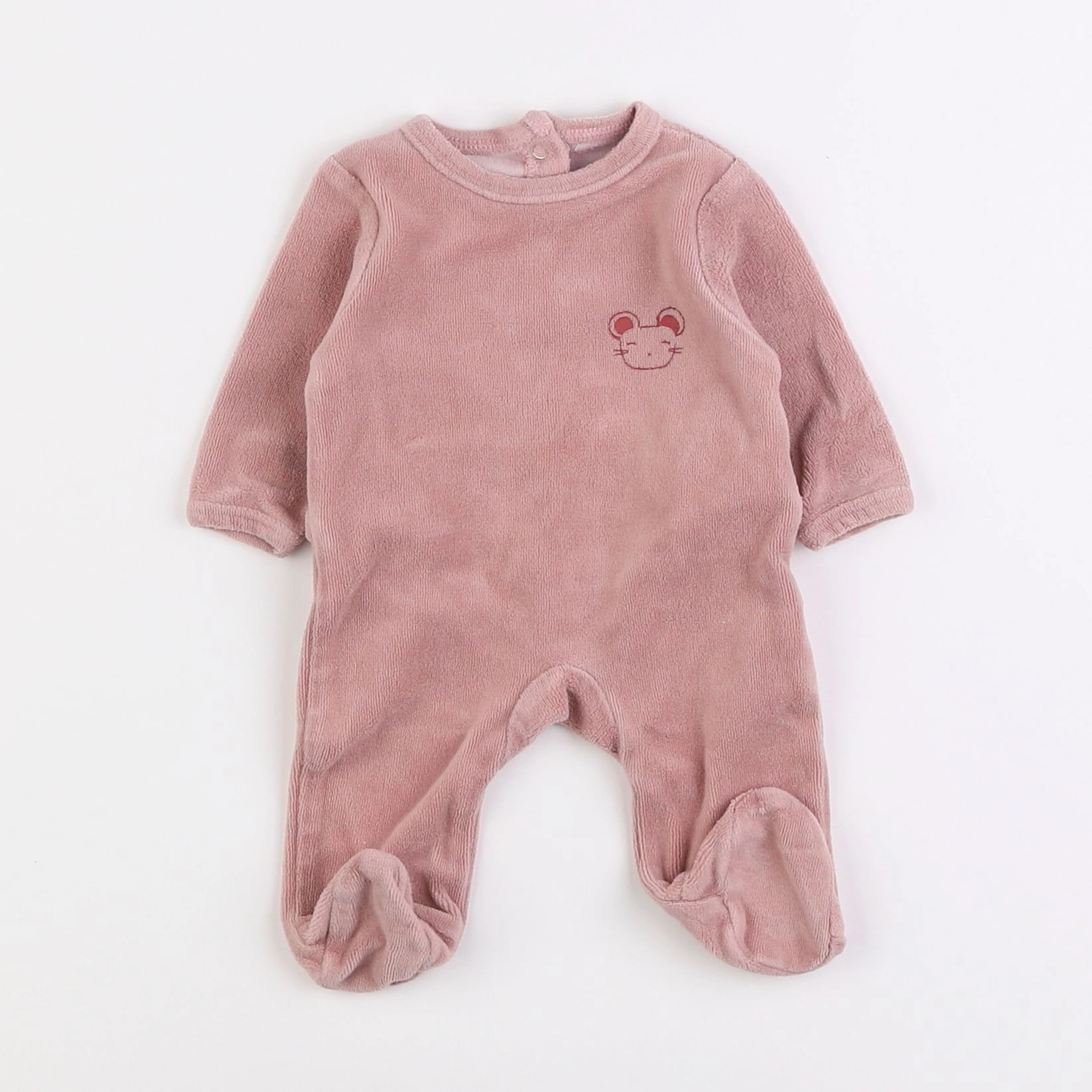 Vertbaudet - pyjama velours rose - 0 mois