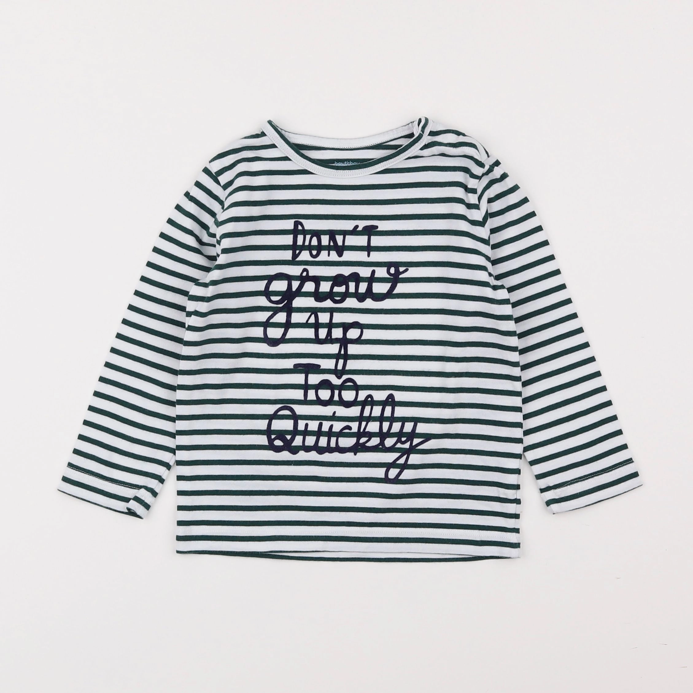 Boutchou - tee-shirt blanc, vert - 2 ans