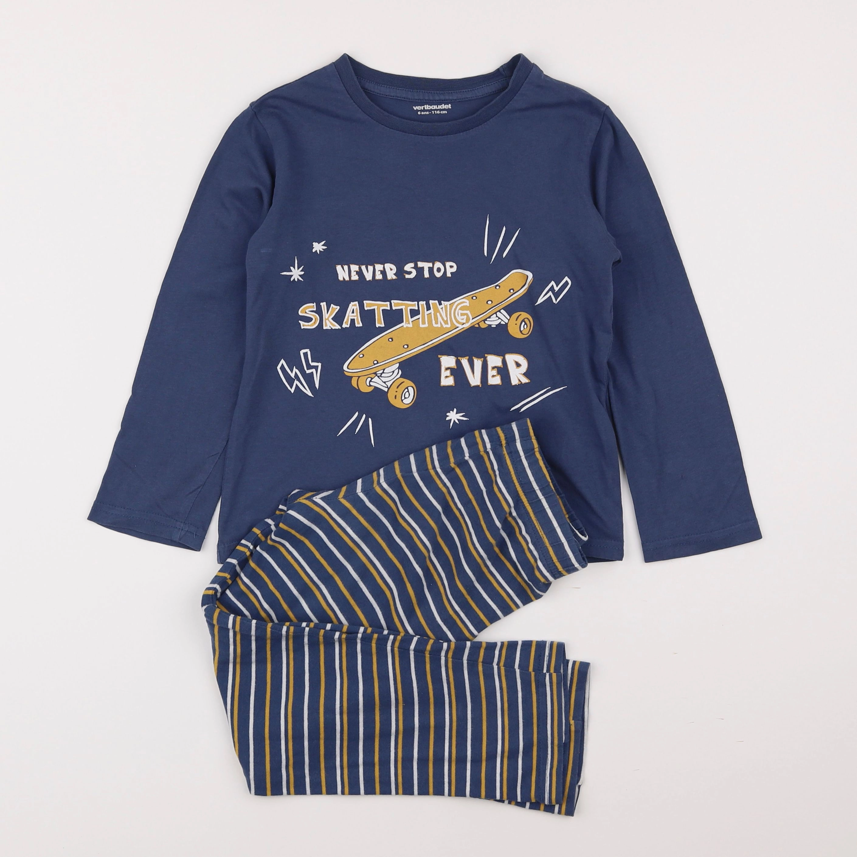 Vertbaudet - pyjama coton bleu - 6 ans