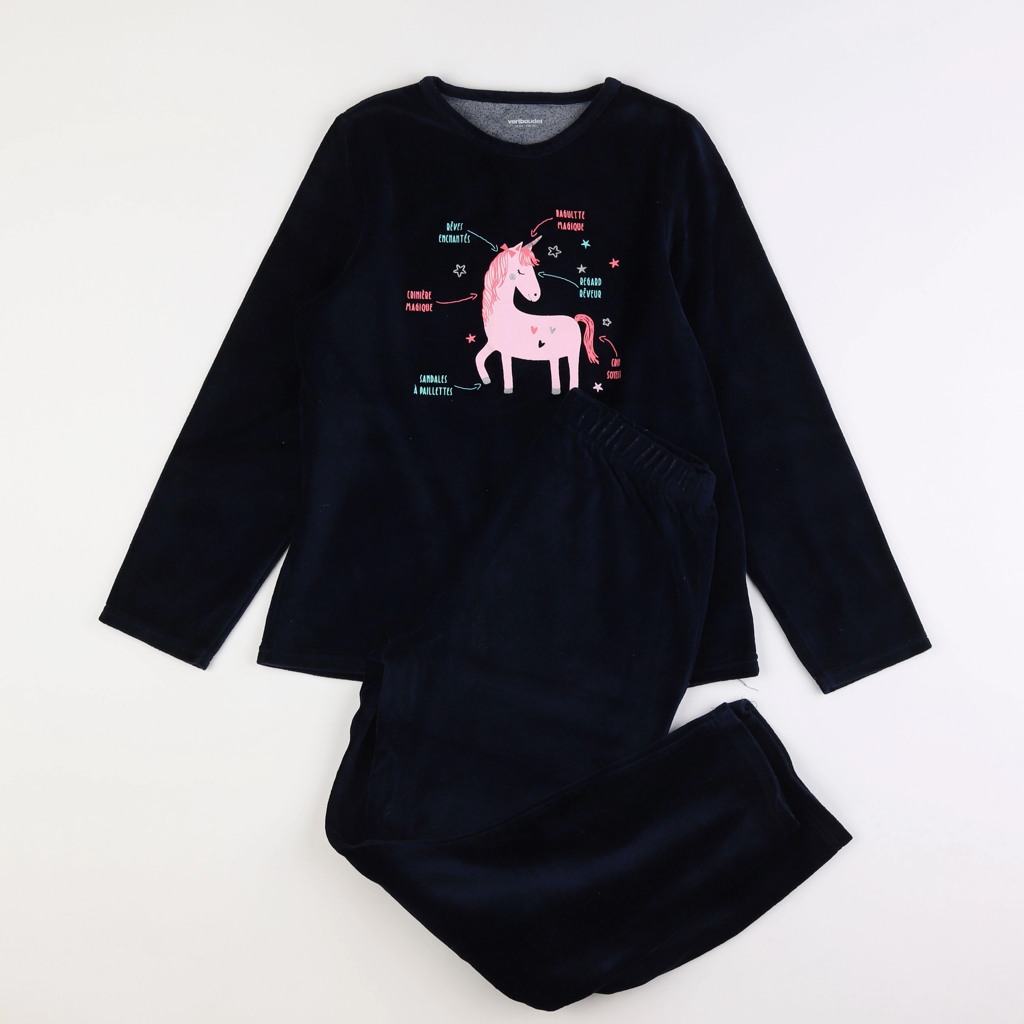 Vertbaudet - pyjama velours bleu - 4 ans