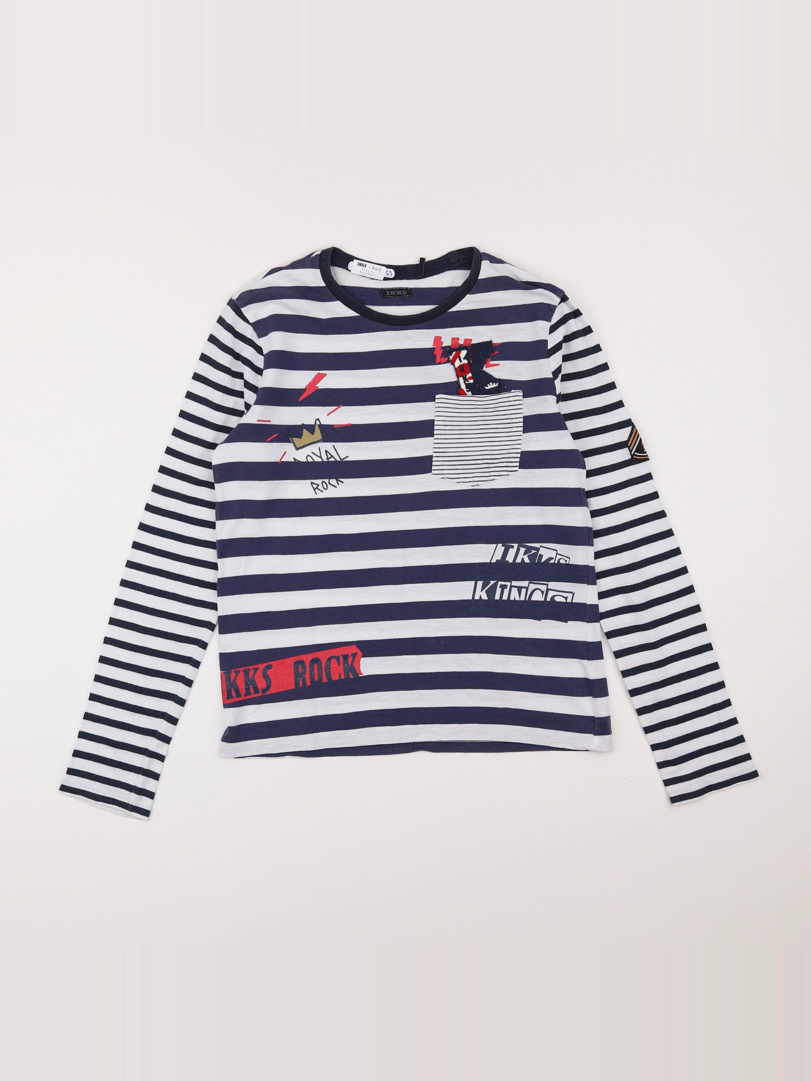 IKKS - tee-shirt blanc, bleu - 12 ans