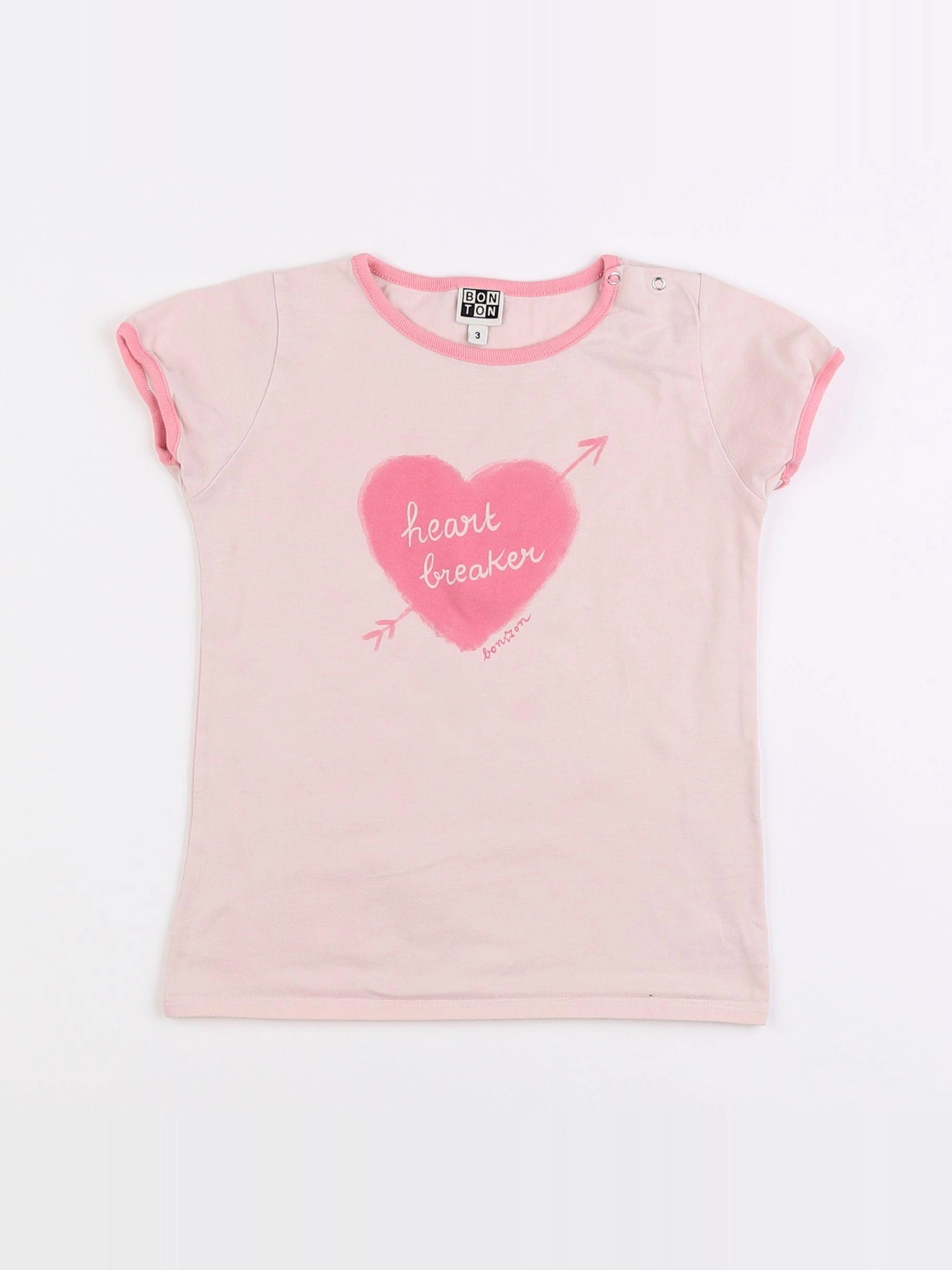 Bonton - tee-shirt rose - 3 ans