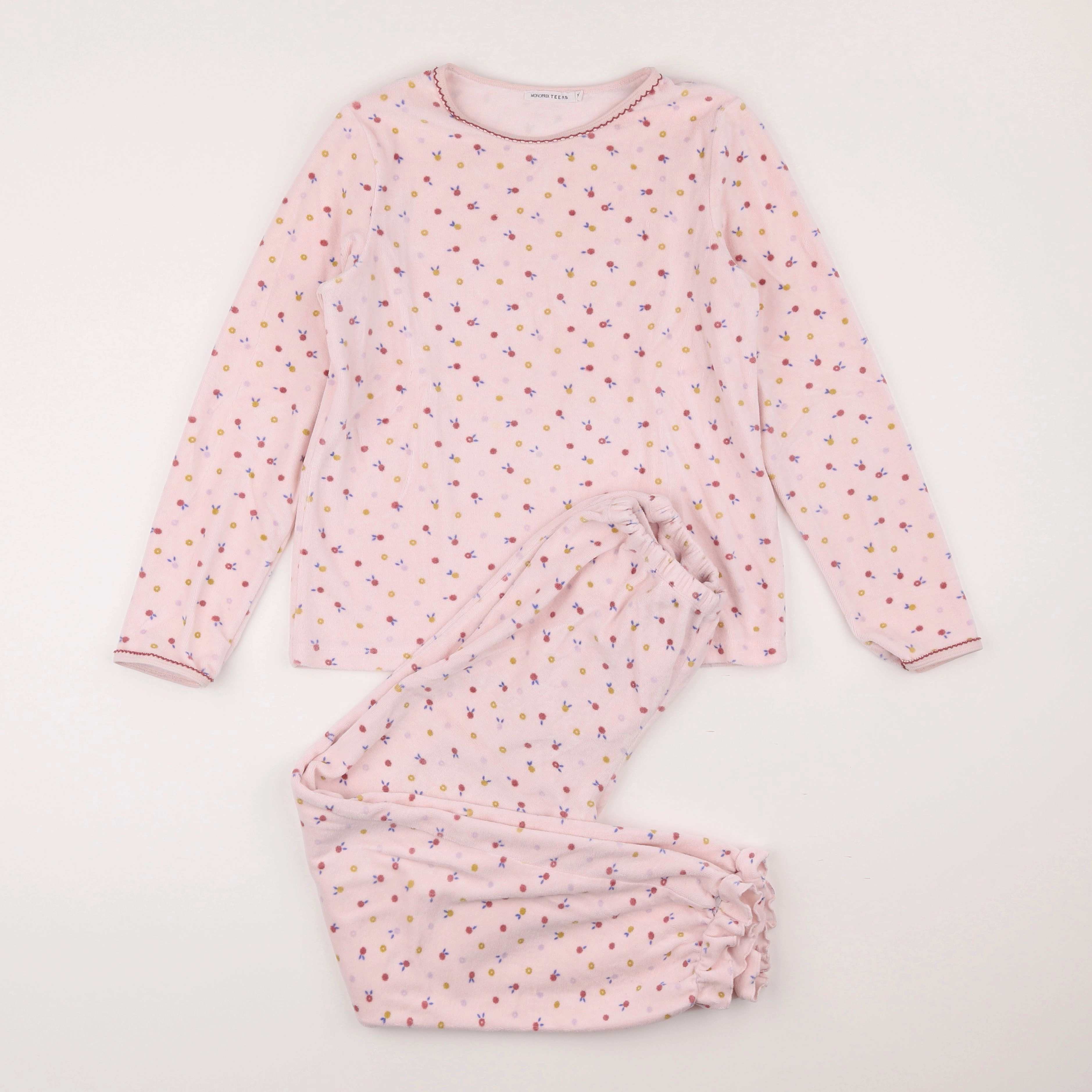 Monoprix - pyjama velours rose - 12 ans