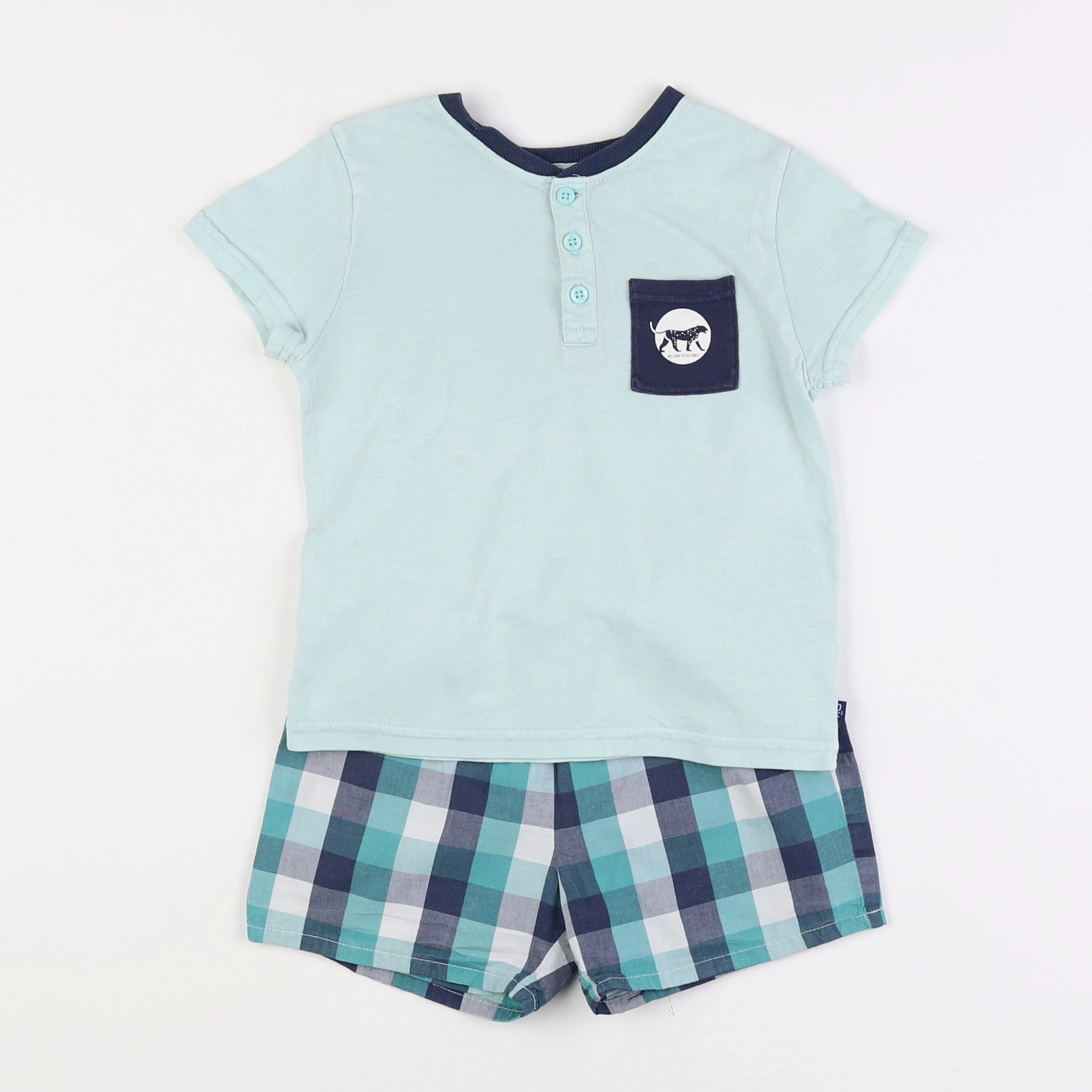 Okaidi - pyjama coton vert, bleu - 3 ans