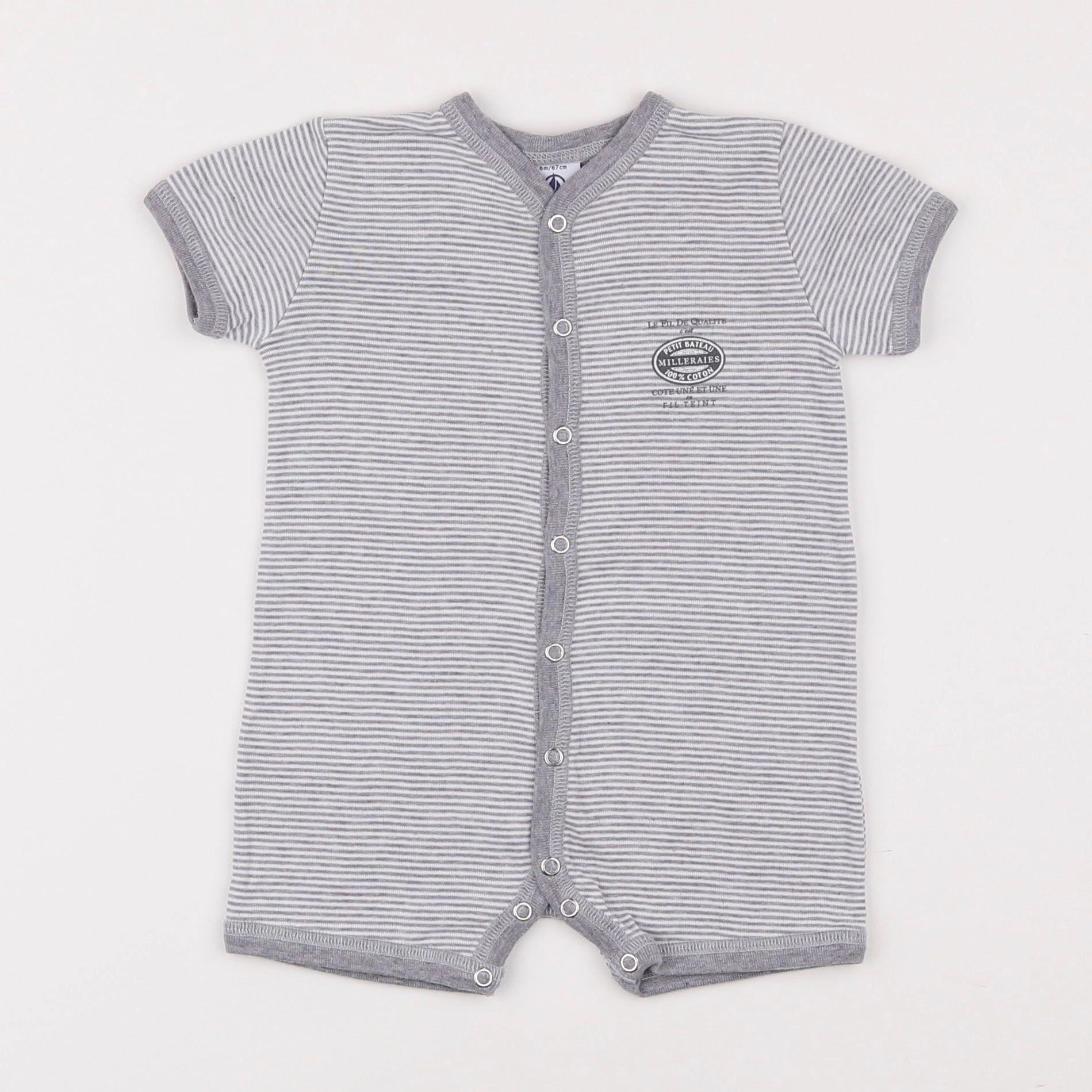 Petit Bateau - pyjama coton gris - 6 mois