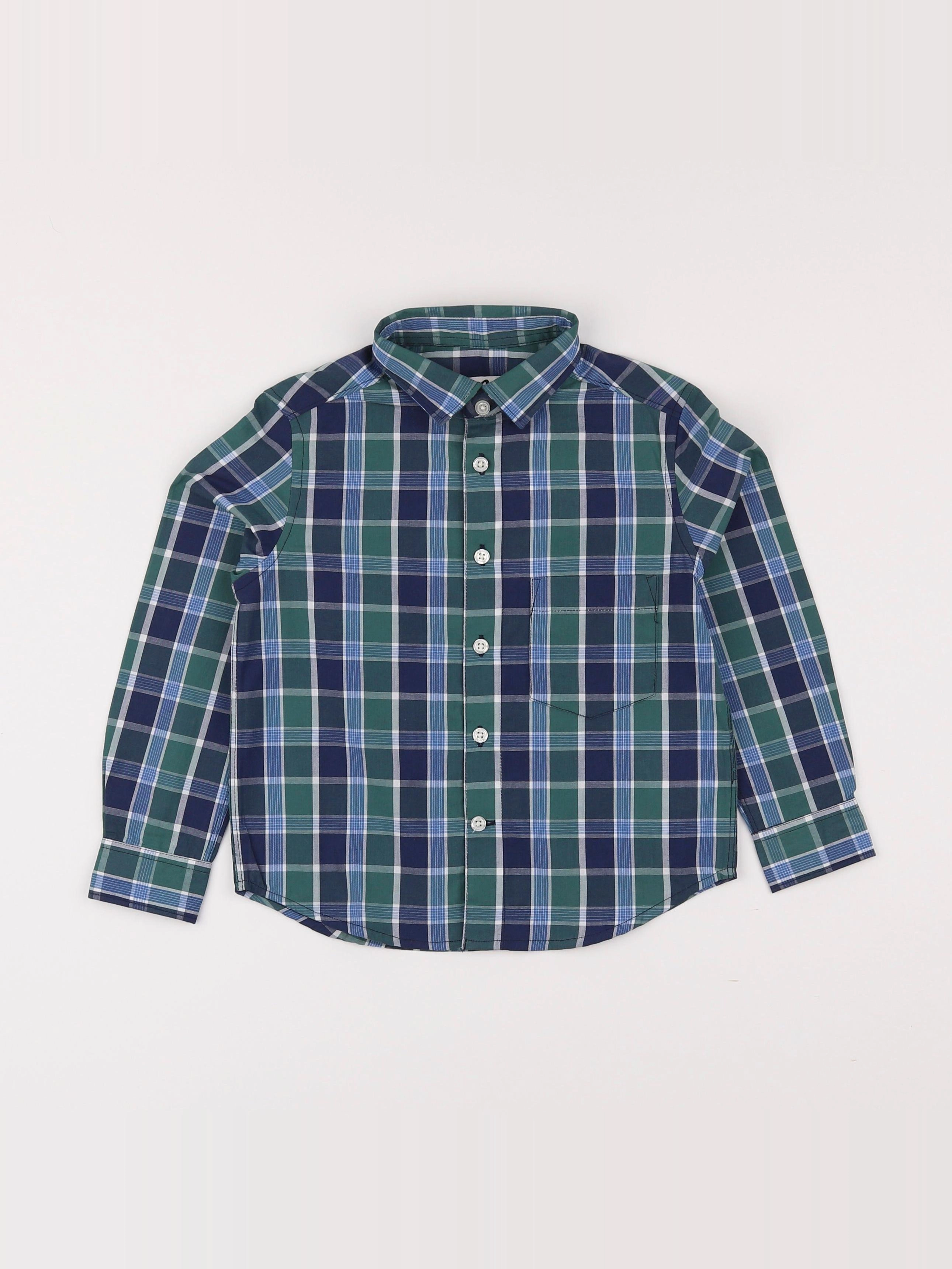 Cyrillus - chemise bleu, vert - 4 ans