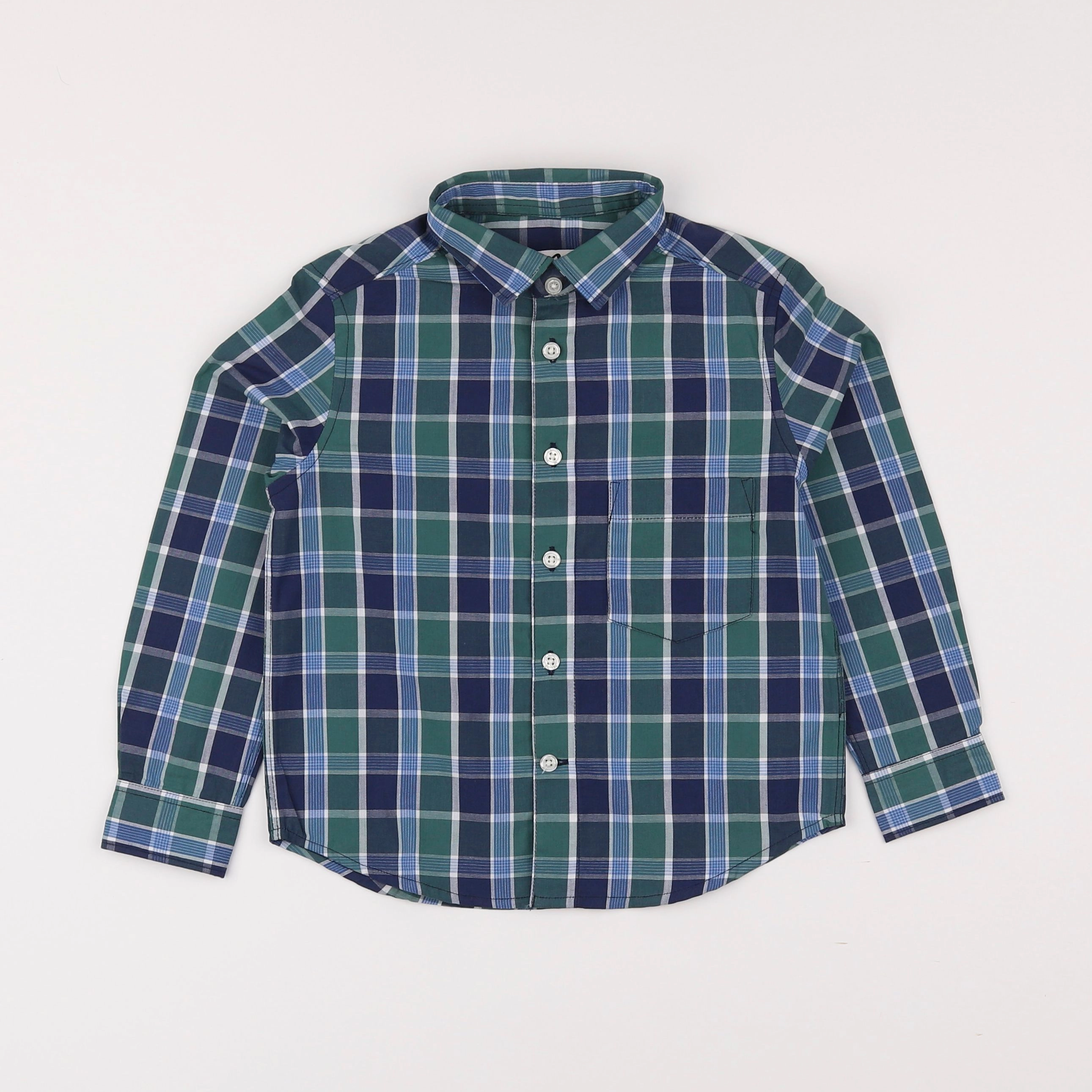 Cyrillus - chemise bleu, vert - 4 ans