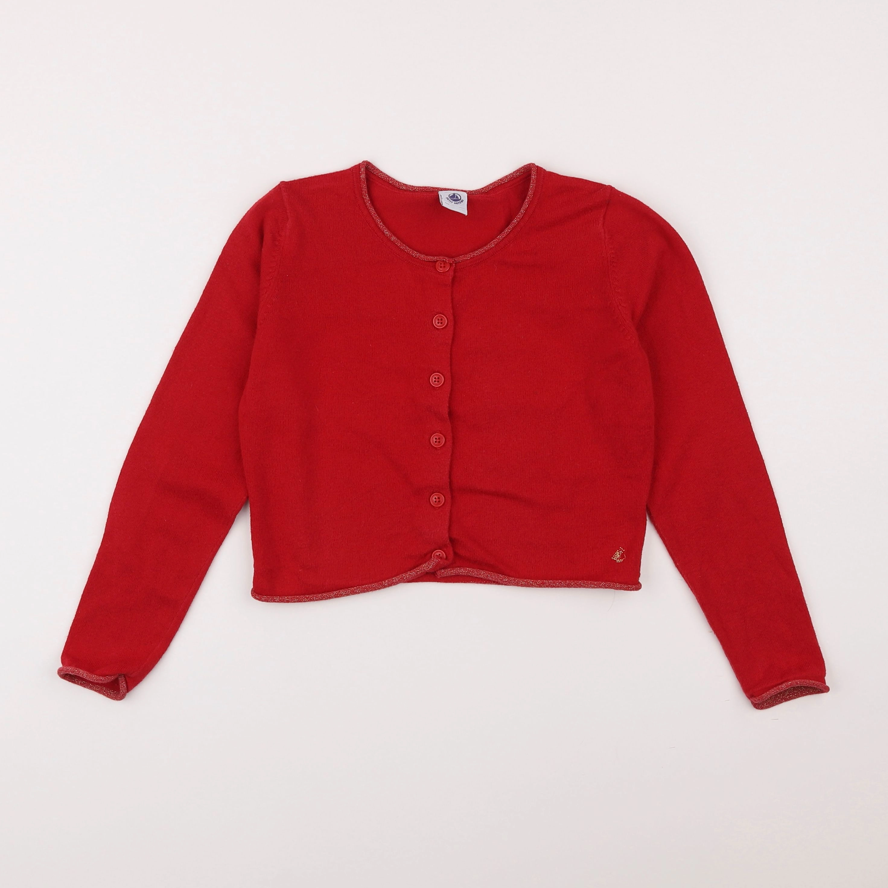 Petit Bateau - gilet rouge - 8 ans