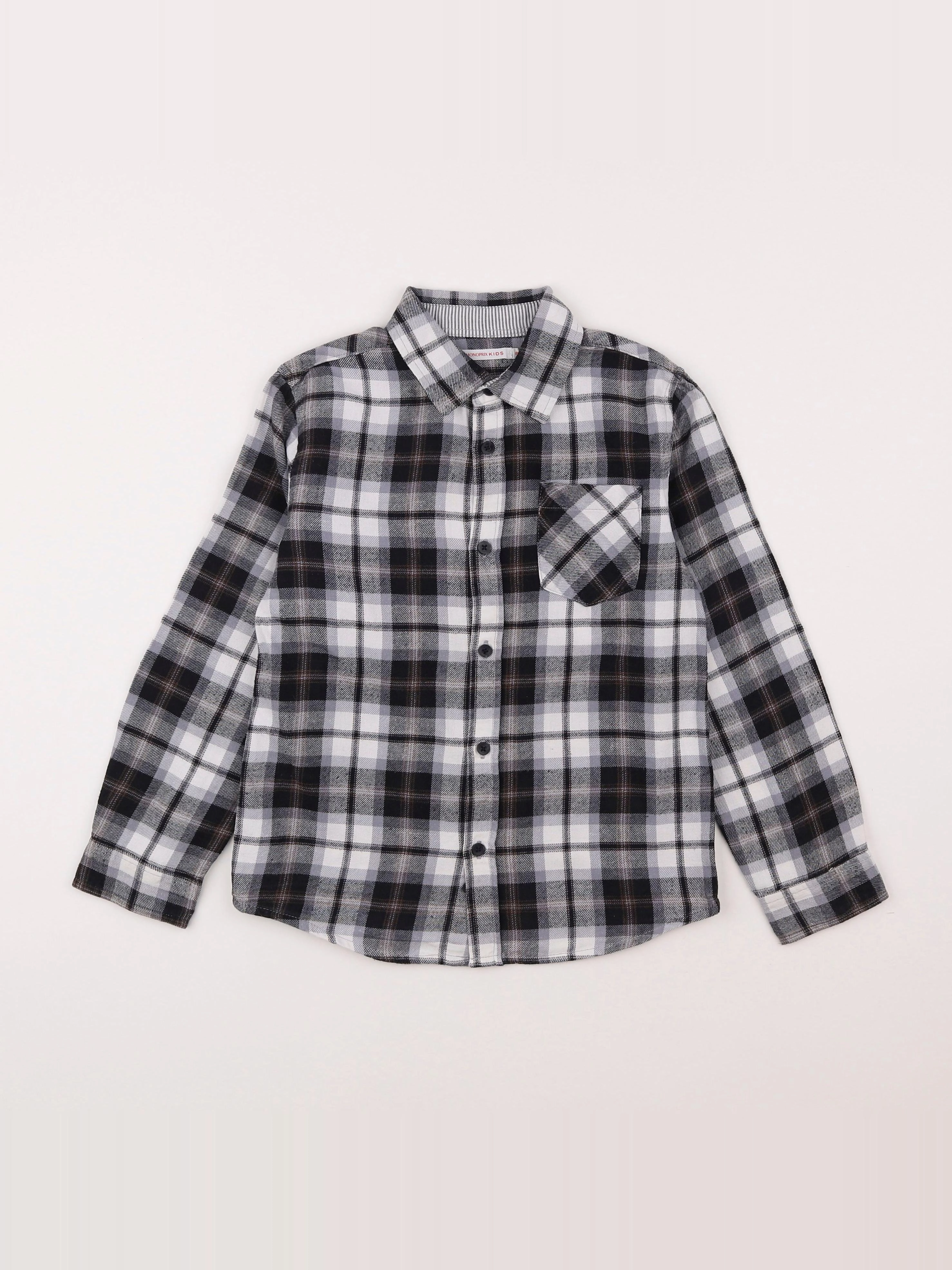 Monoprix - chemise blanc, noir - 8 ans