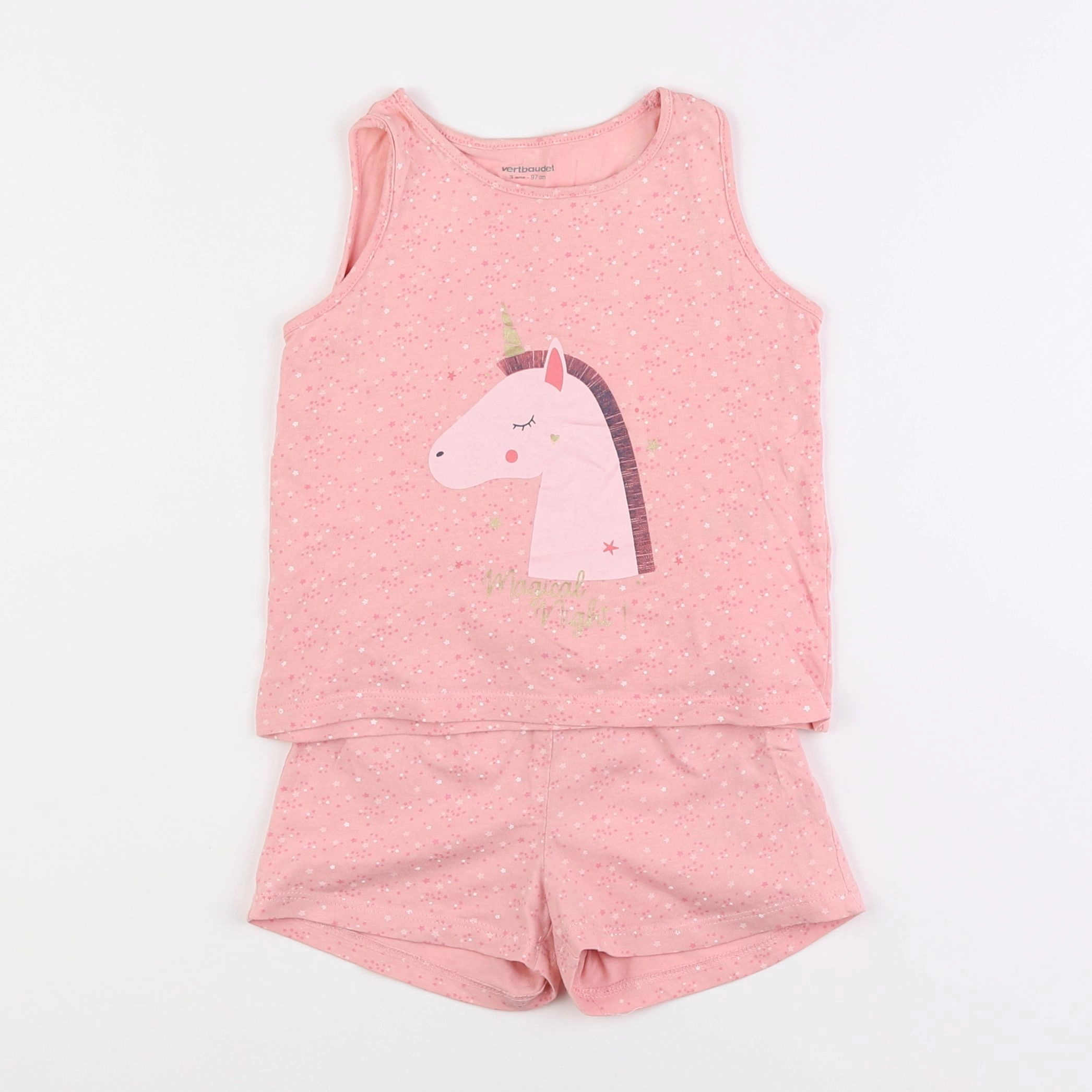 Vertbaudet - pyjama coton rose - 3 ans