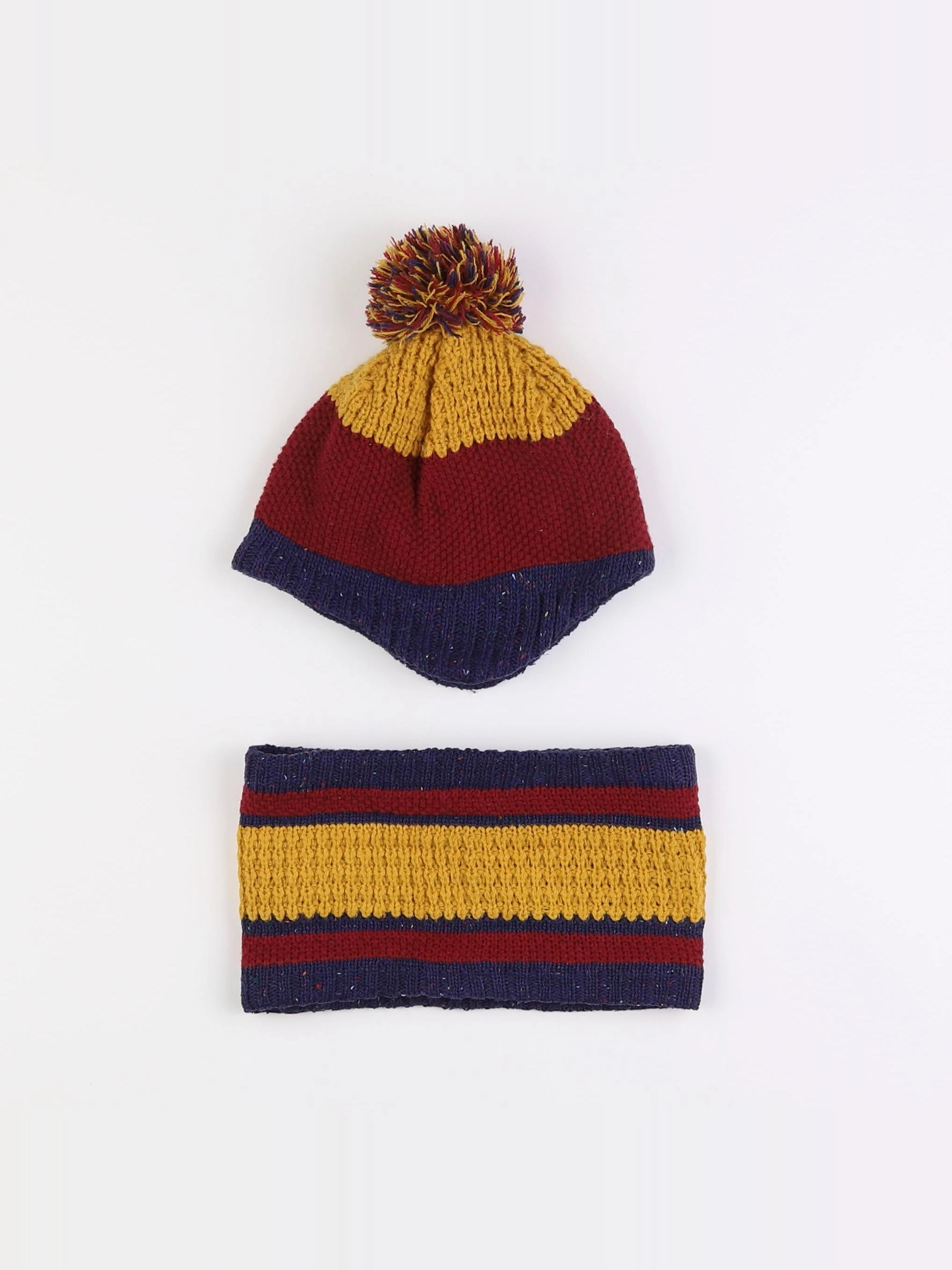 Vertbaudet - ensemble bonnet/tour de cou multicolore - 8/10 ans