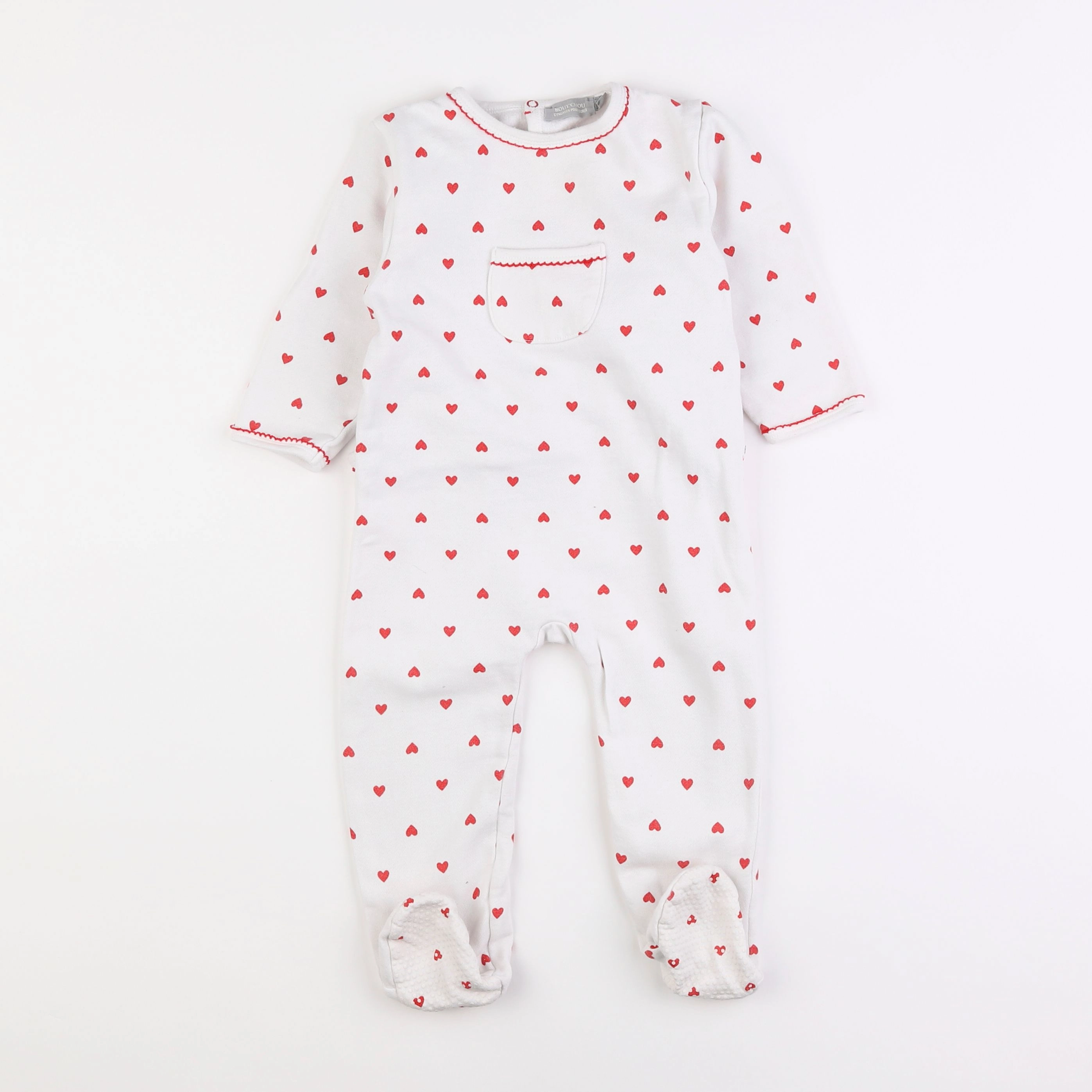 Boutchou - pyjama coton blanc, rouge - 18 mois