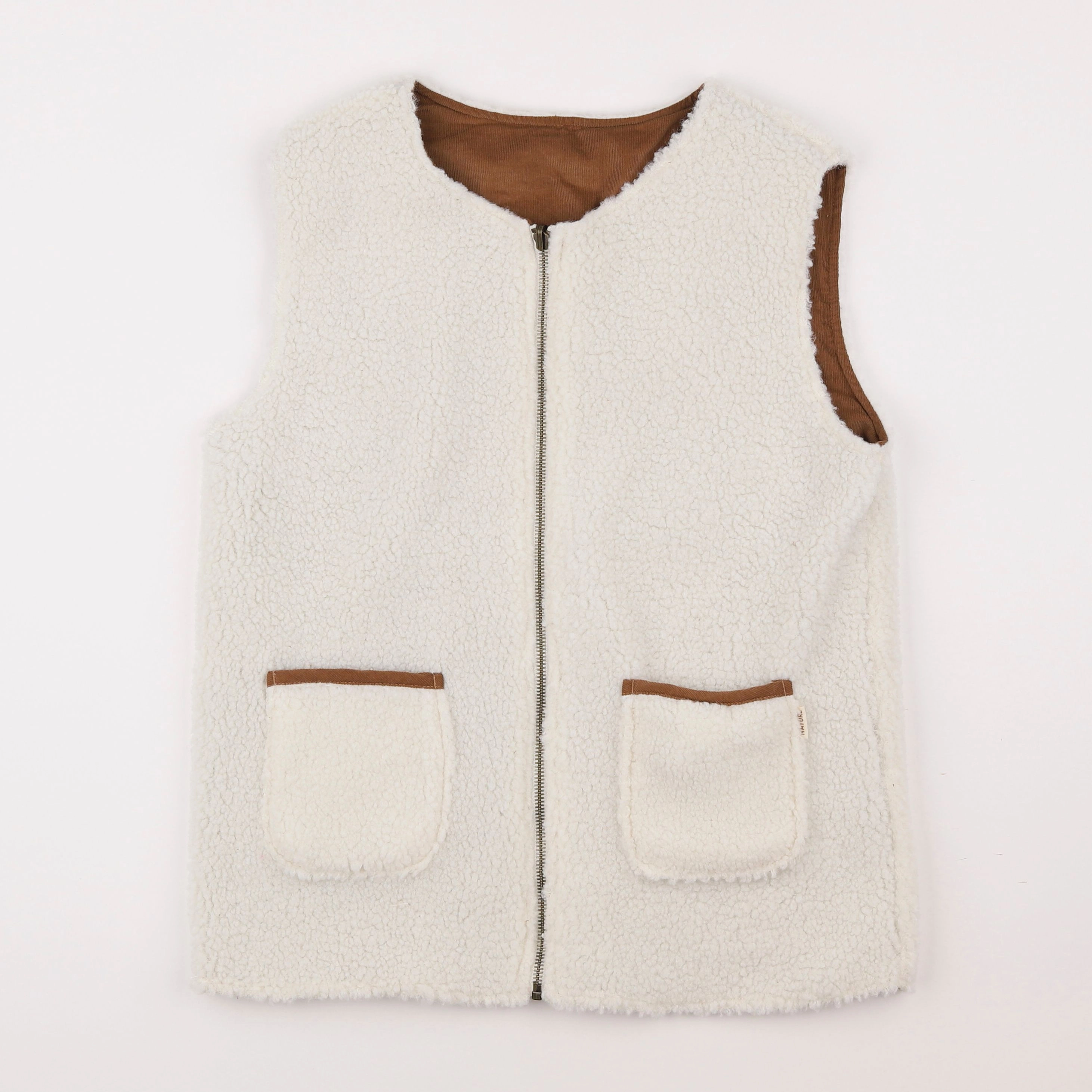 Vertbaudet - gilet réversible beige, marron - 14 ans