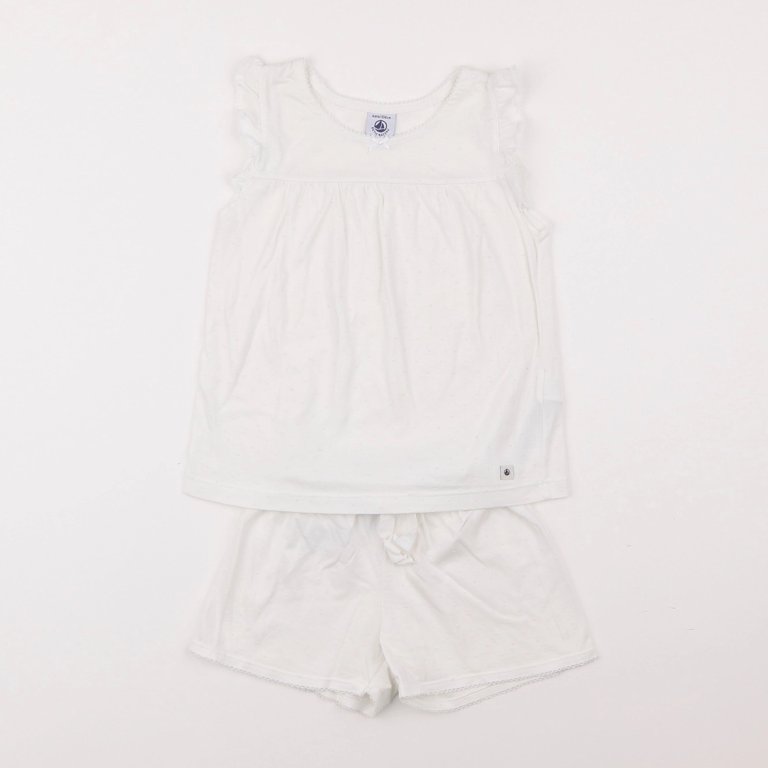 Petit Bateau - pyjama coton blanc - 4 ans