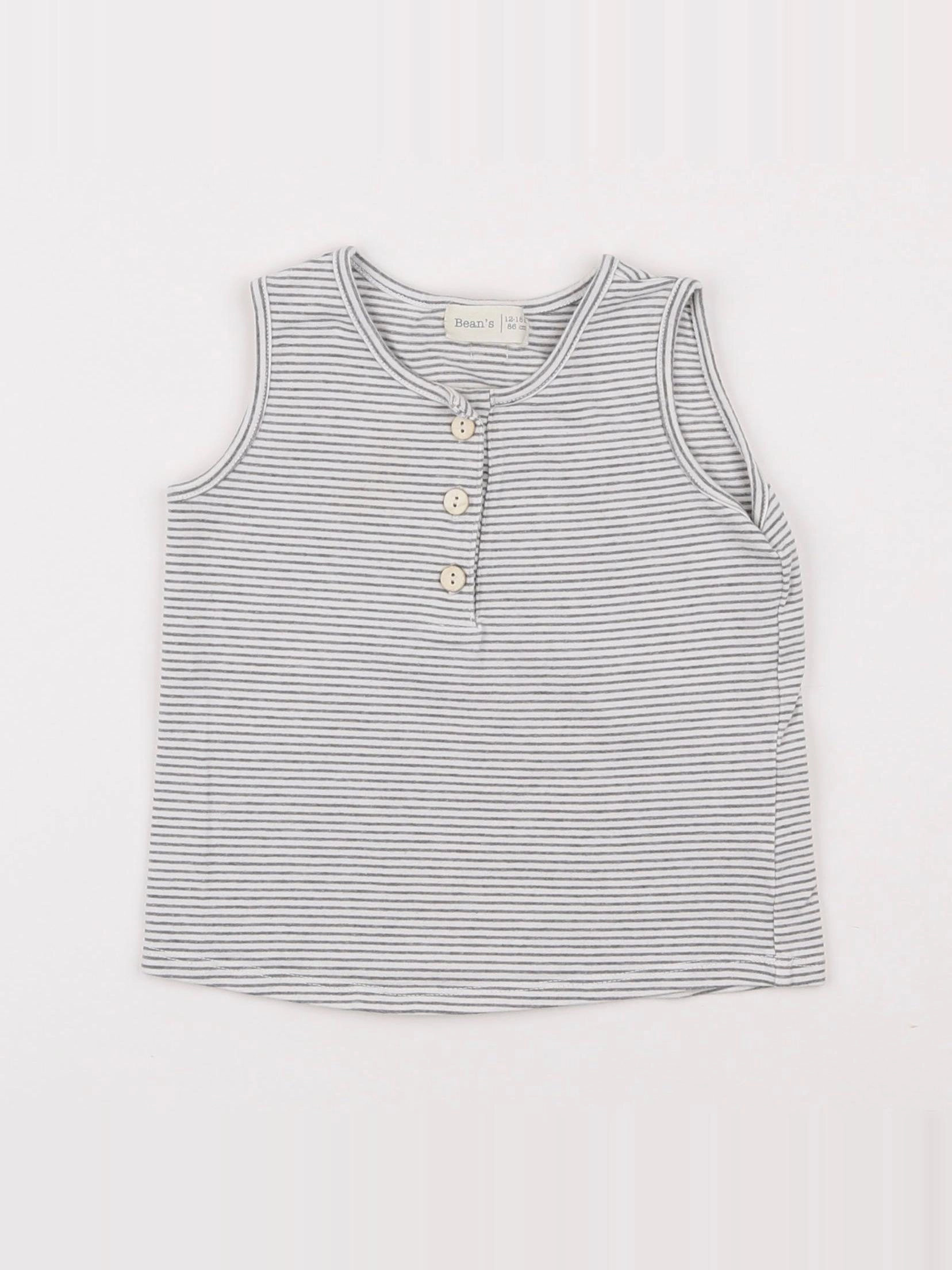 Bean's barcelona - débardeur blanc, gris - 12/18 mois