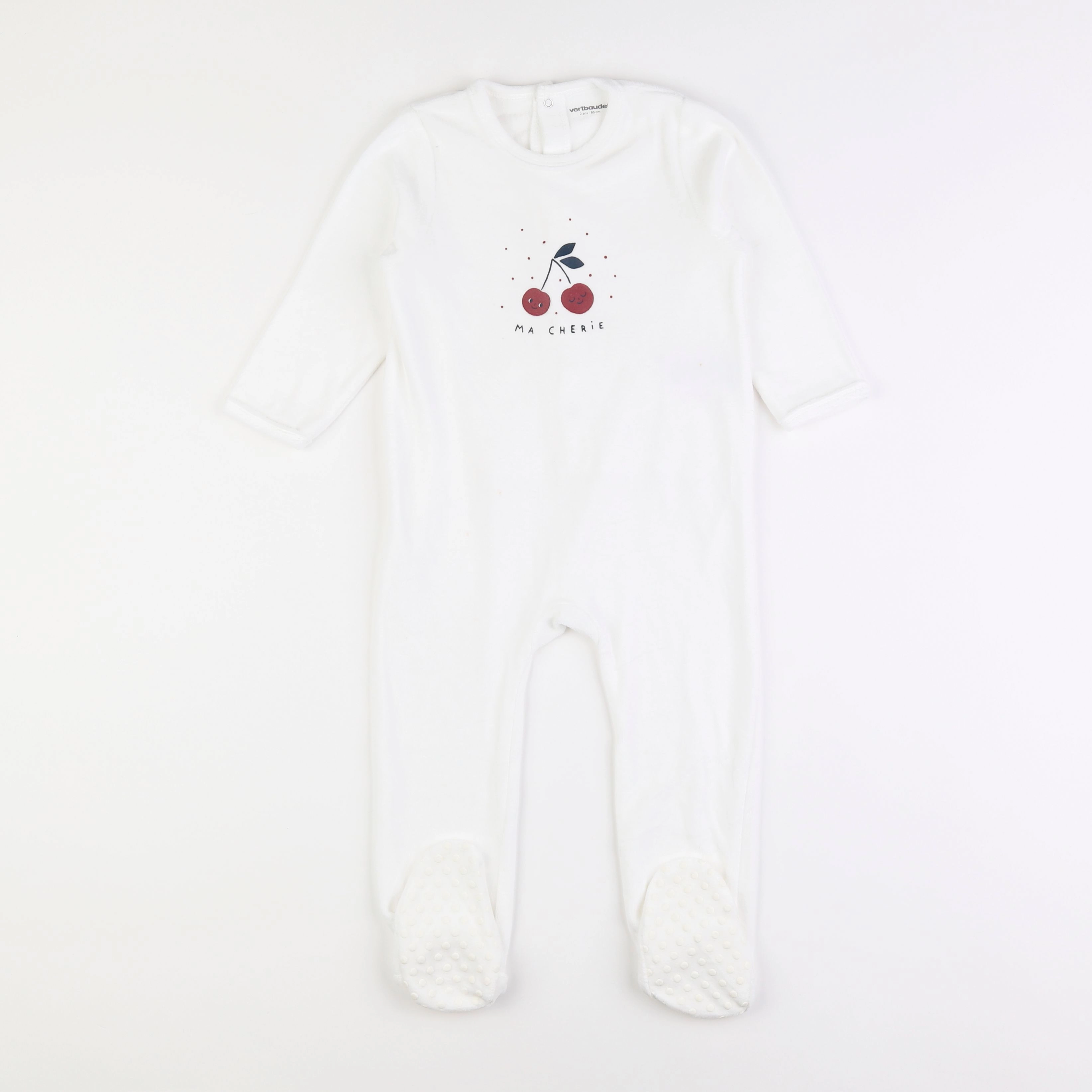 Vertbaudet - pyjama velours blanc - 2 ans