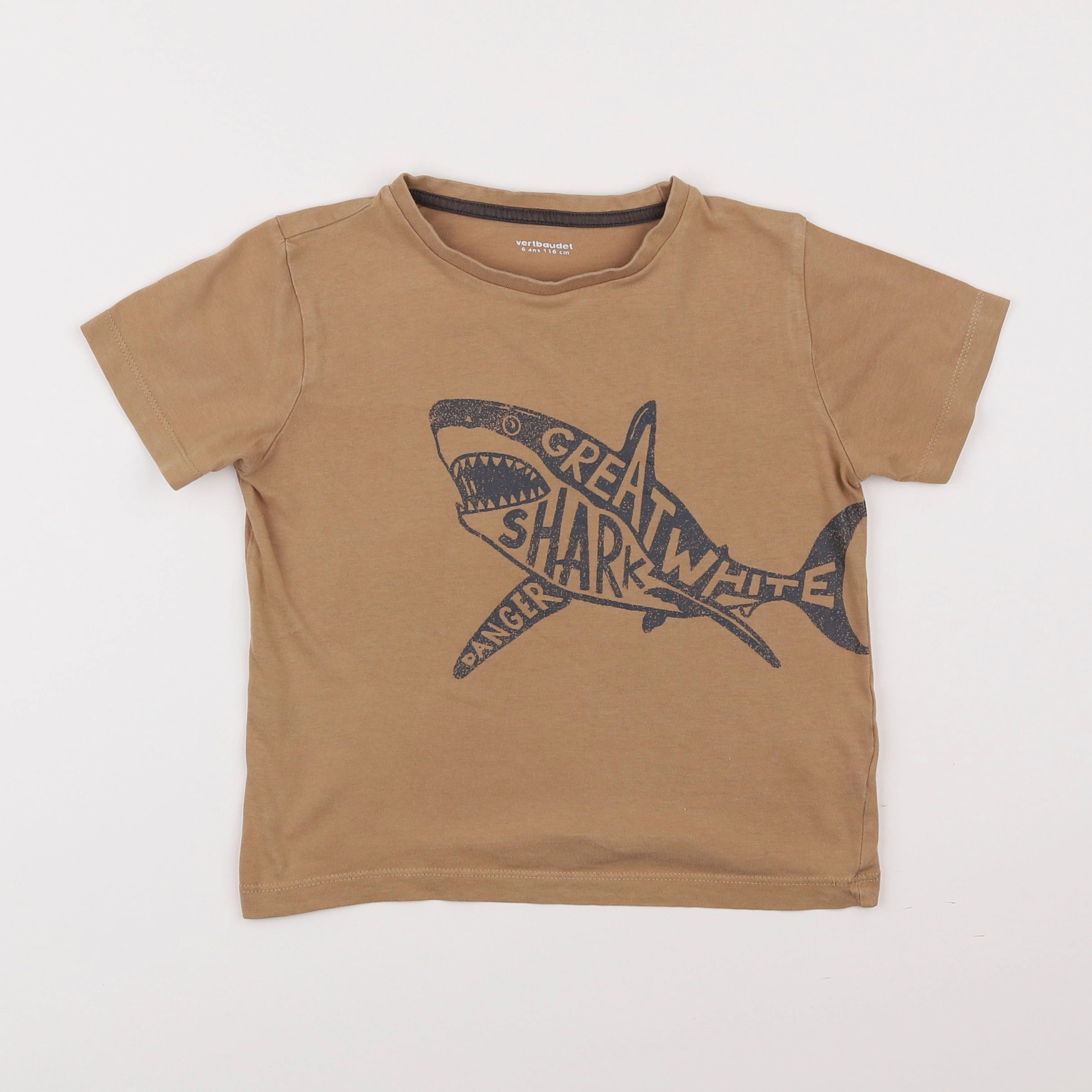 Vertbaudet - tee-shirt marron - 6 ans