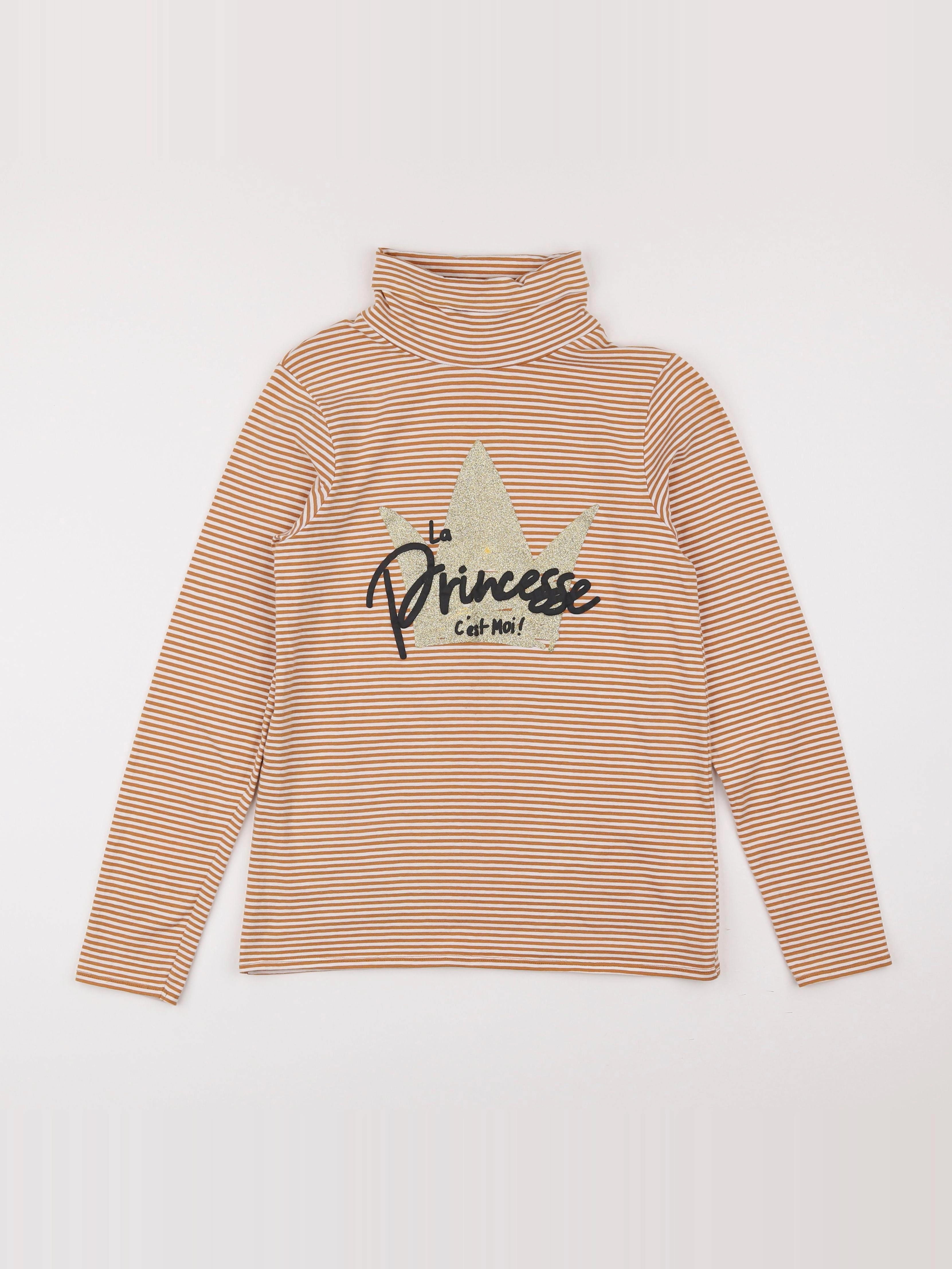 Vertbaudet - sous-pull marron, blanc - 14 ans
