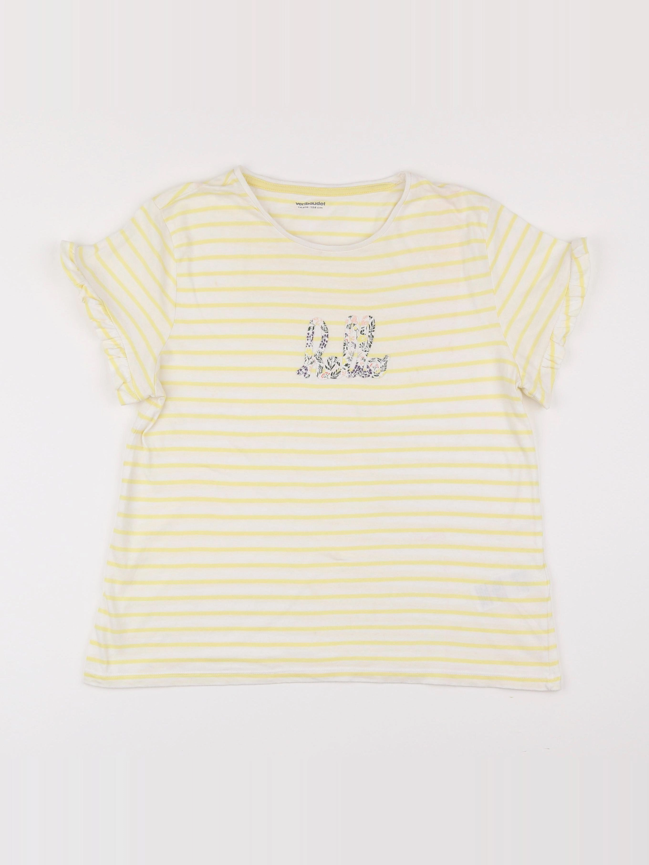 Vertbaudet - tee-shirt blanc, jaune - 14 ans