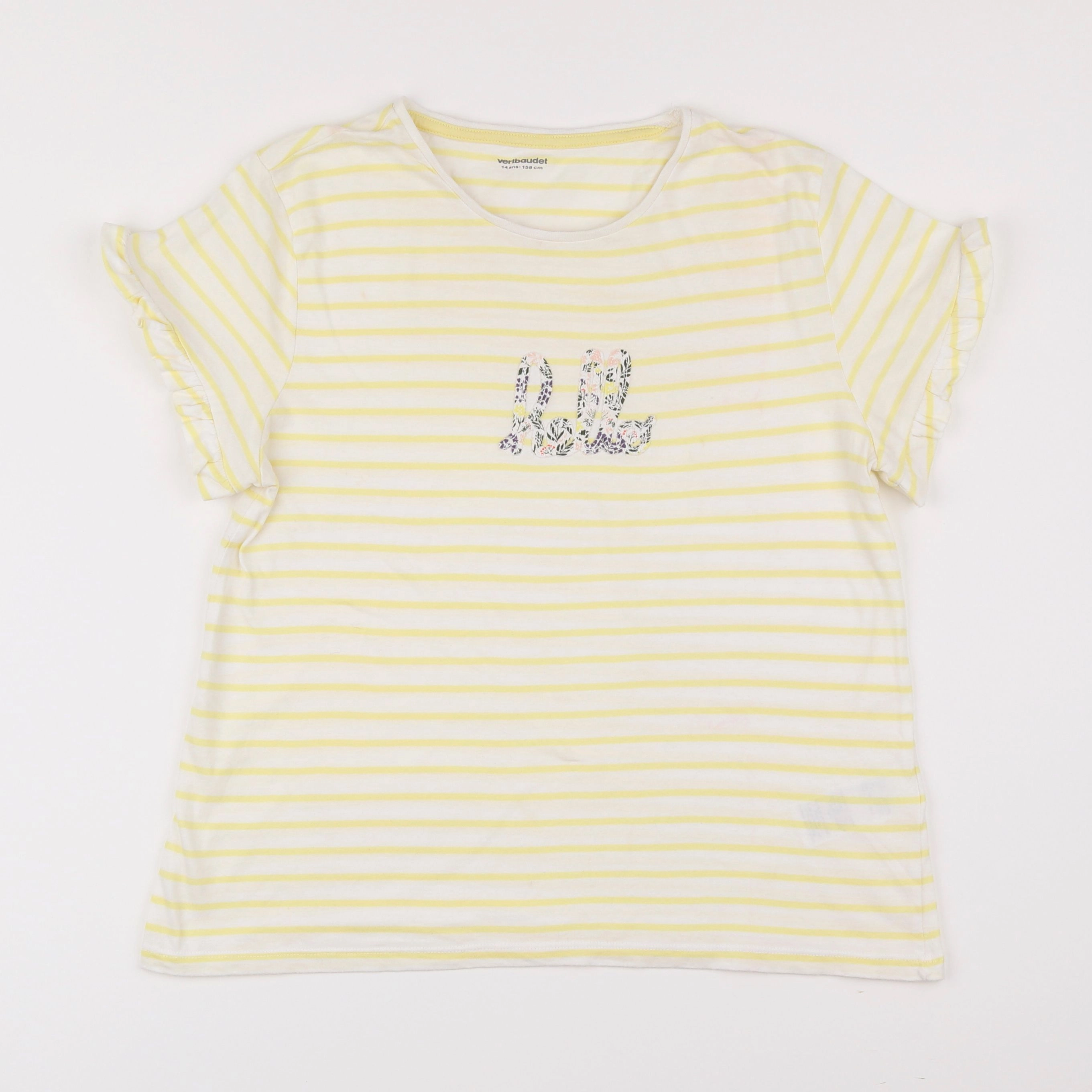 Vertbaudet - tee-shirt blanc, jaune - 14 ans