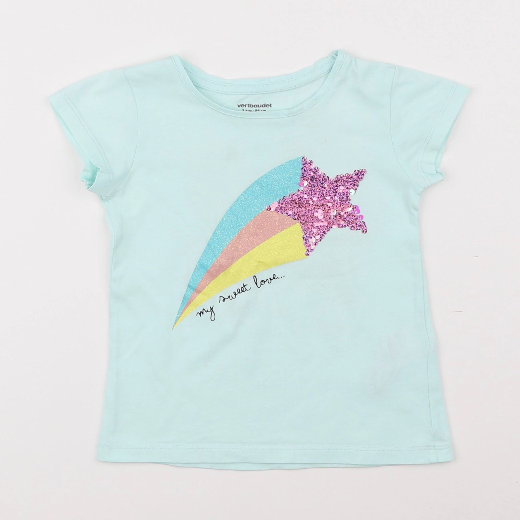 Vertbaudet - tee-shirt bleu - 3 ans